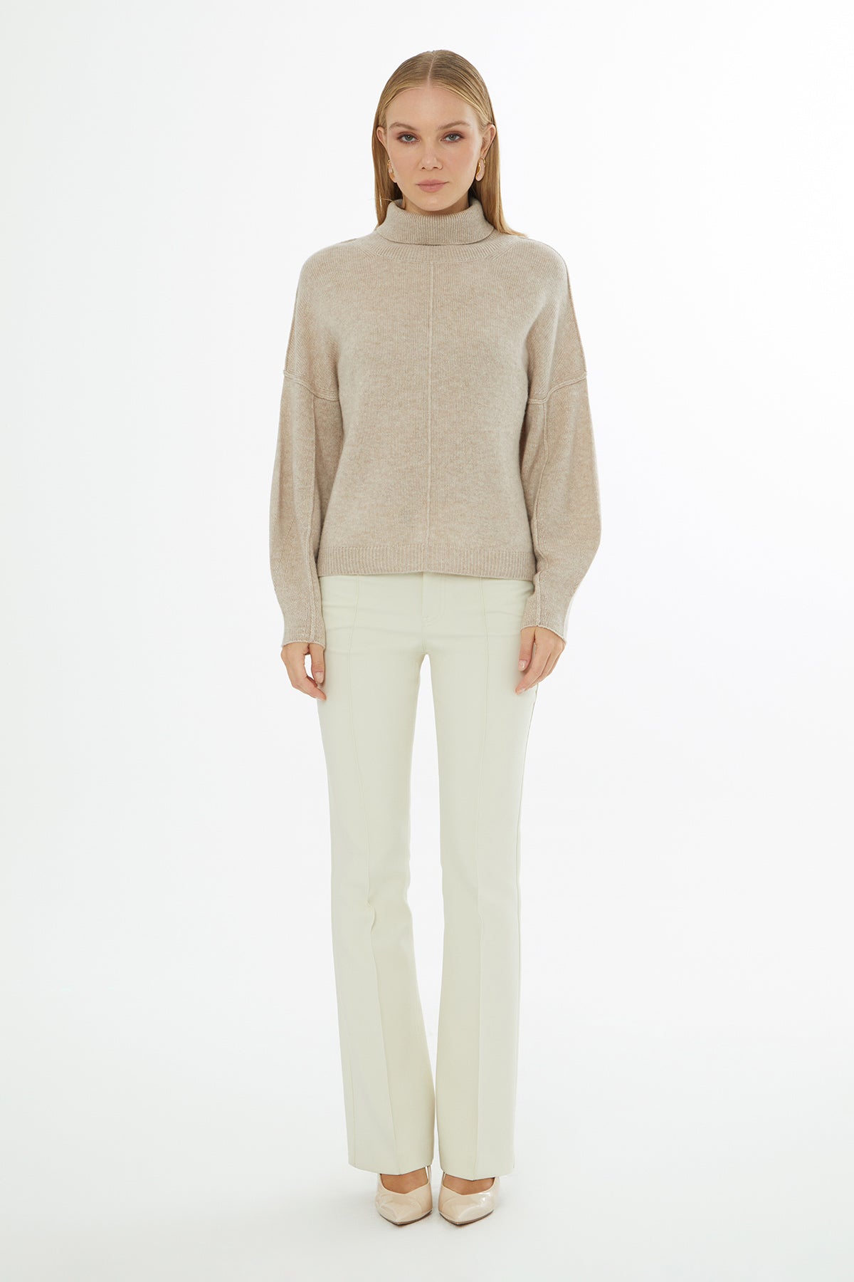 Pink Long-Sleeve Turtleneck Sweater