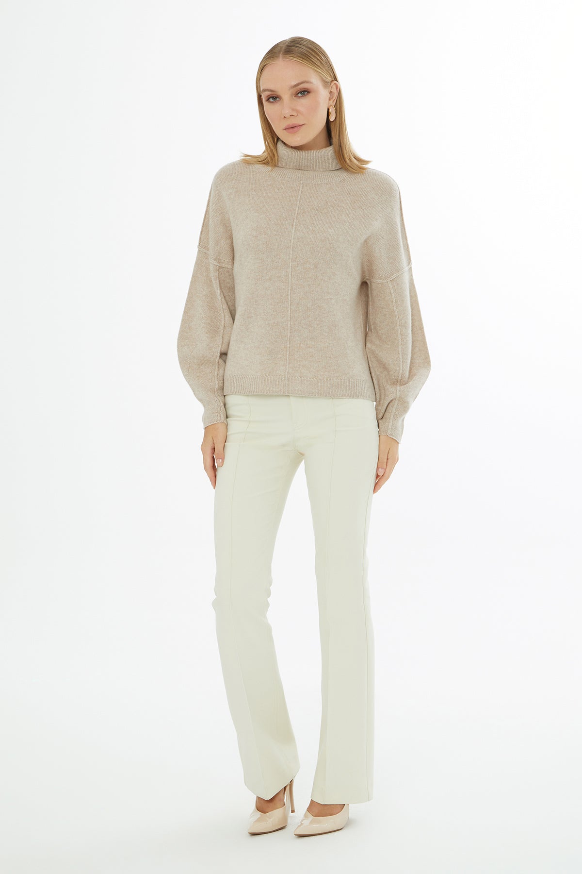 Pink Long-Sleeve Turtleneck Sweater