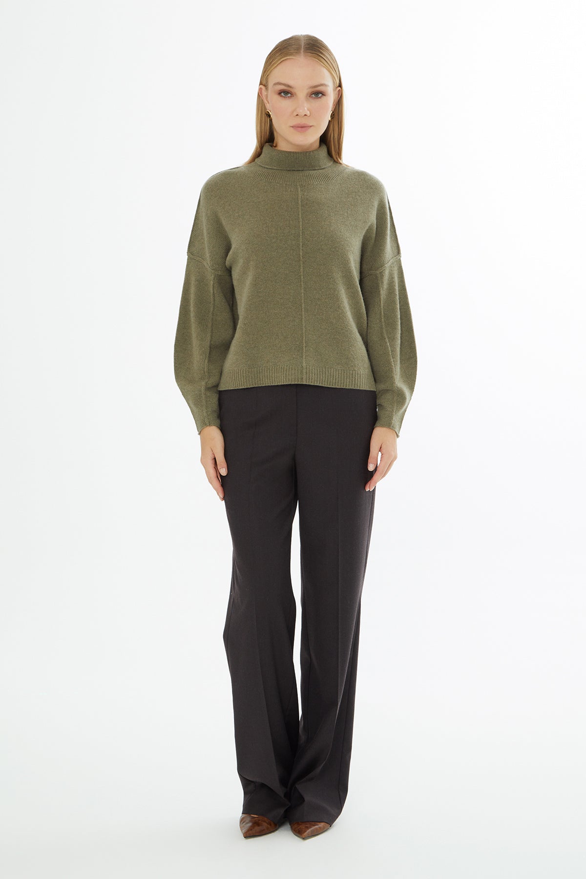 Green Long-Sleeve Turtleneck Sweater