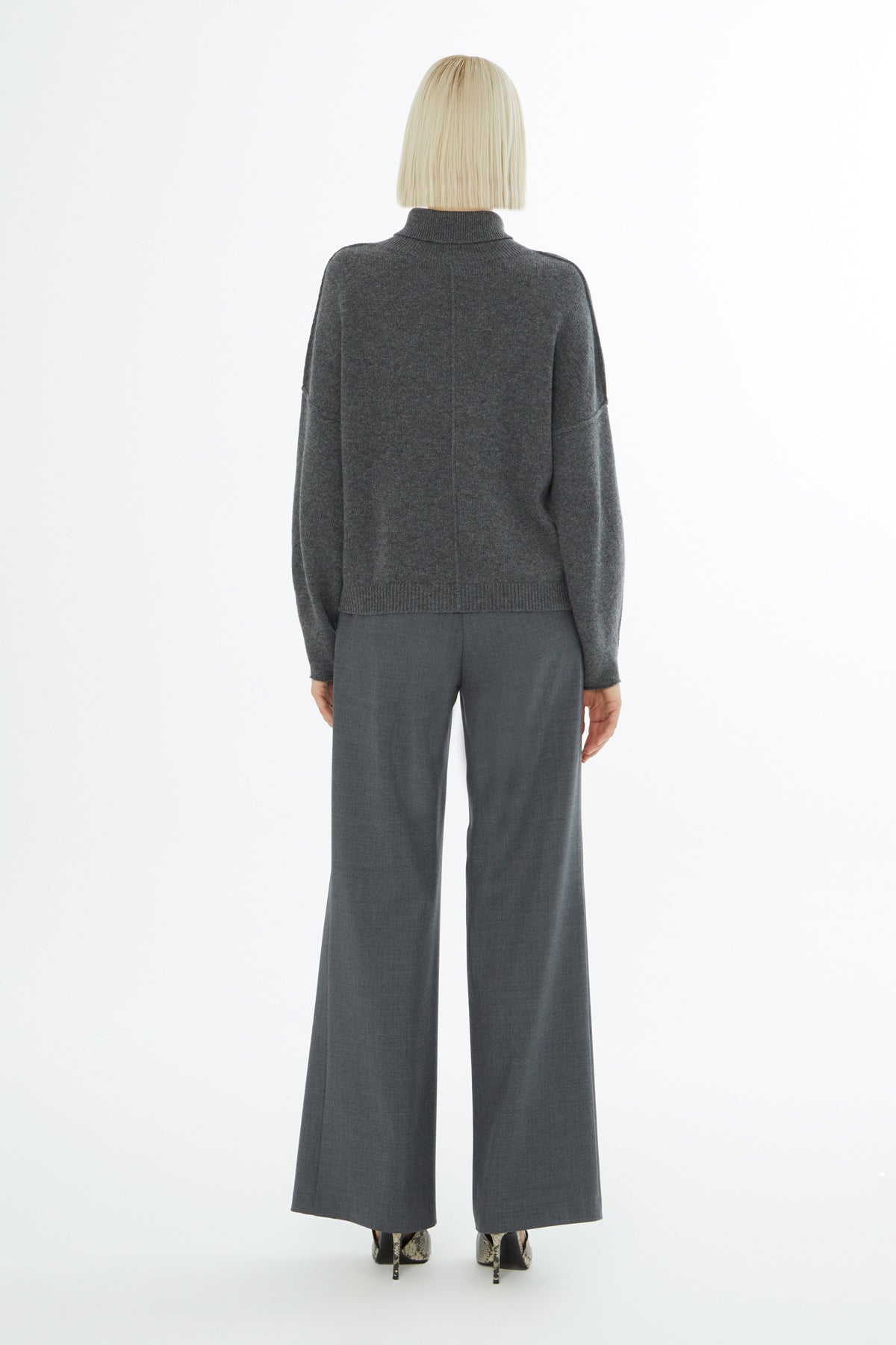 Grey Long-Sleeve Turtleneck Sweater