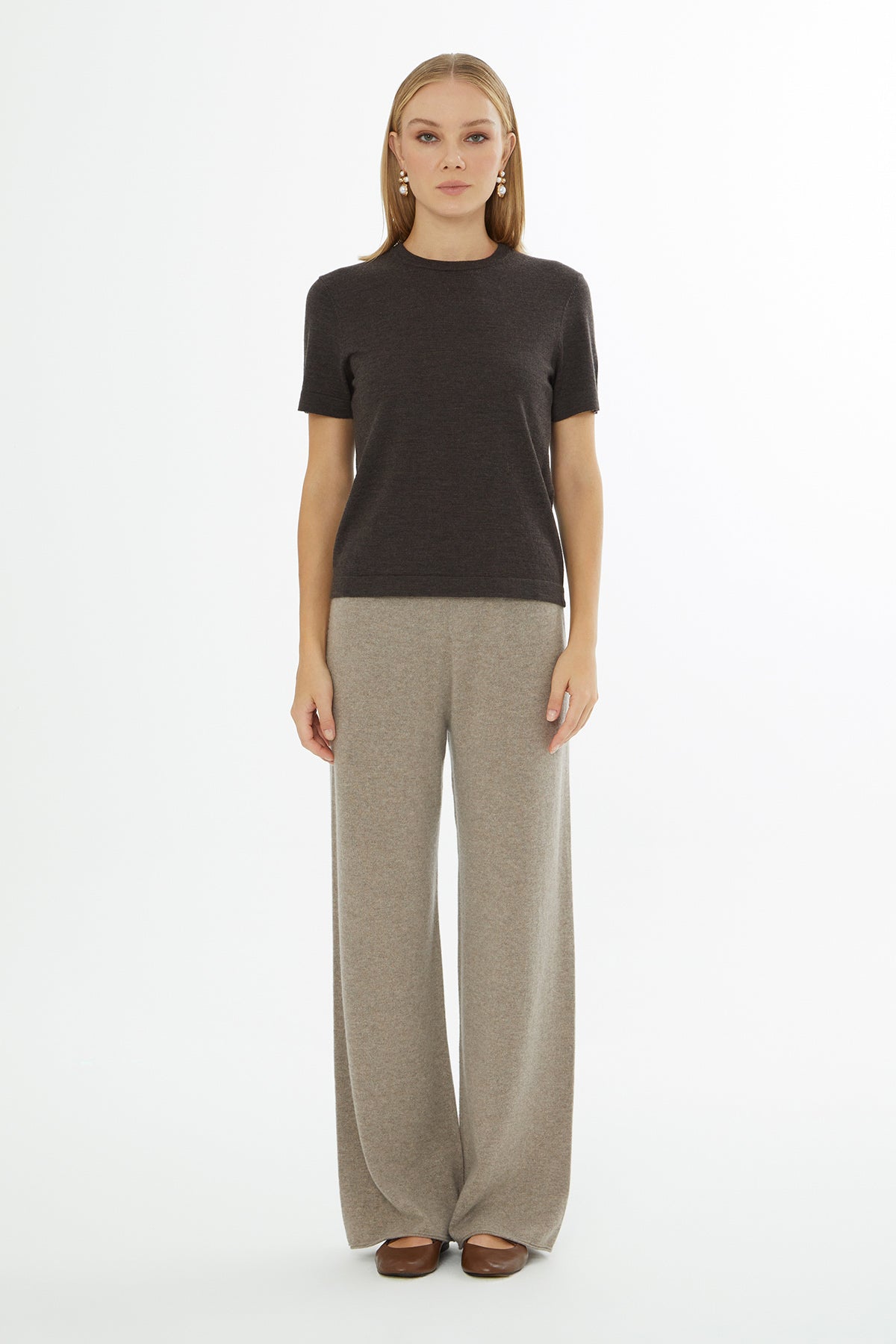 Brown Round-Neck Blouse