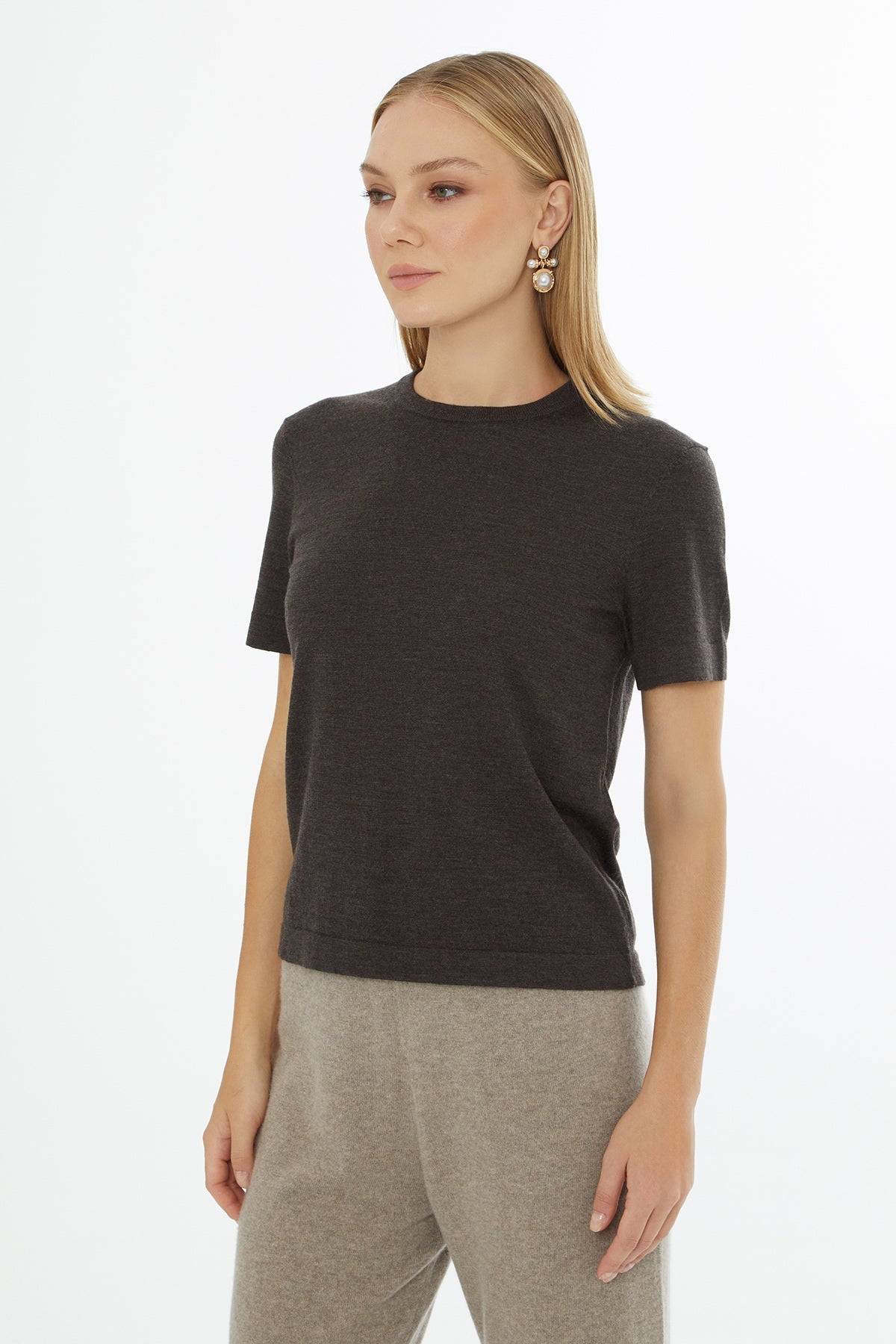 Brown Round-Neck Blouse