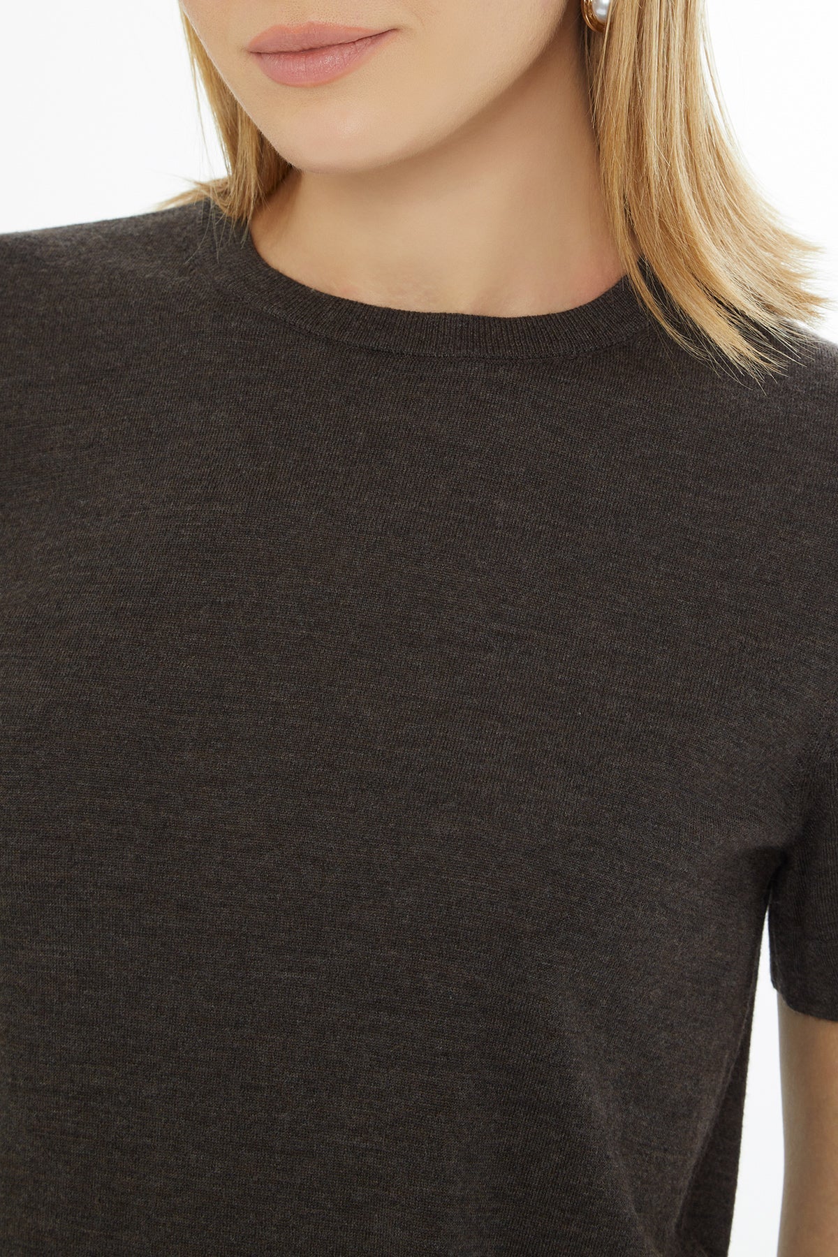 Brown Round-Neck Blouse