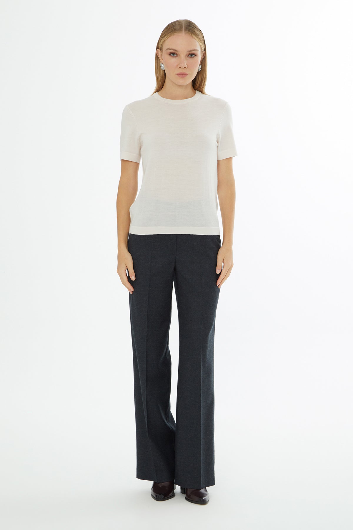 Pink Round-Neck Short-Sleeve Blouse