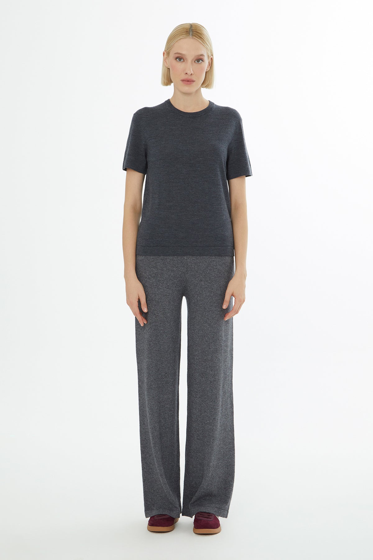 Grey Round-Neck Blouse
