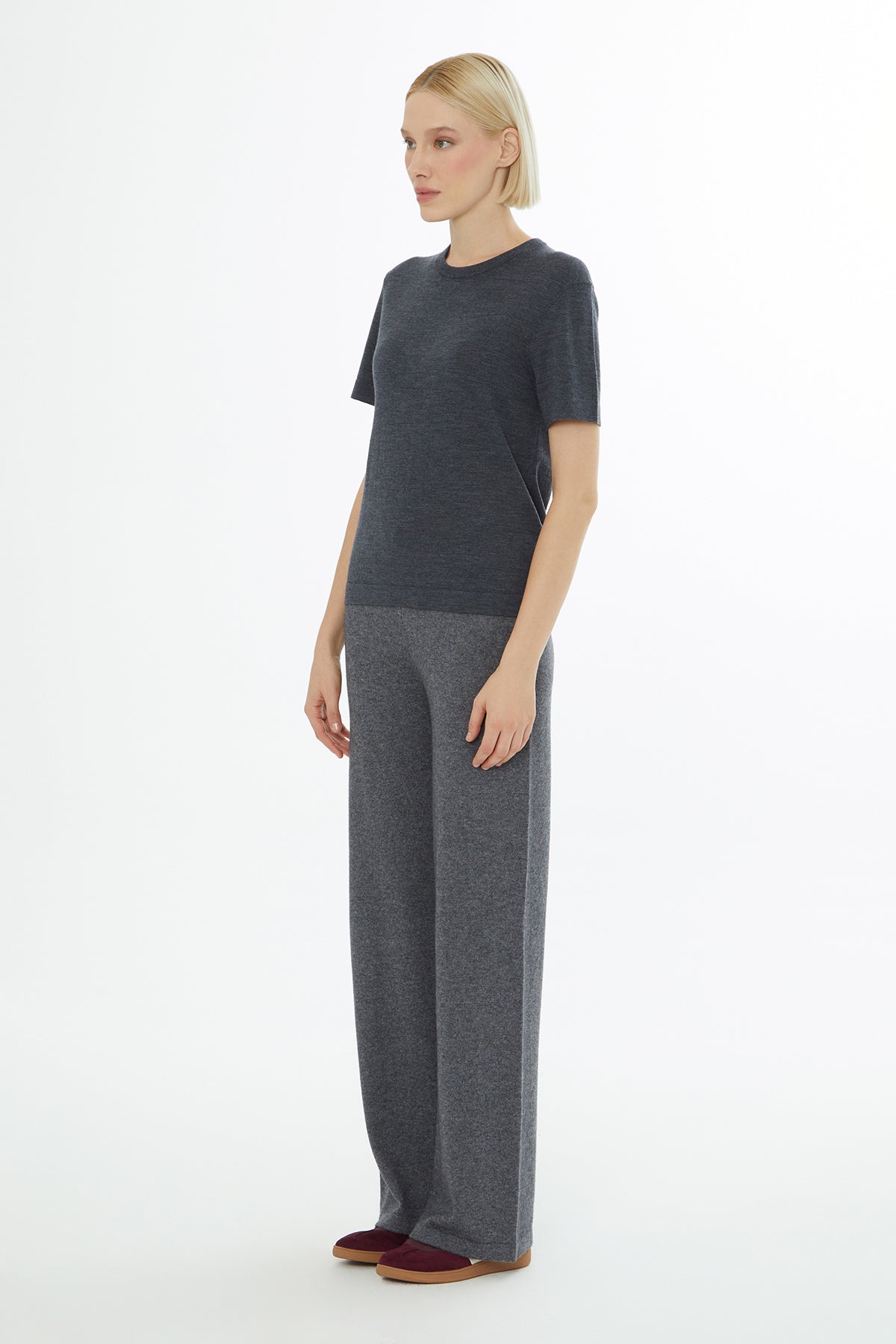 Grey Round-Neck Blouse