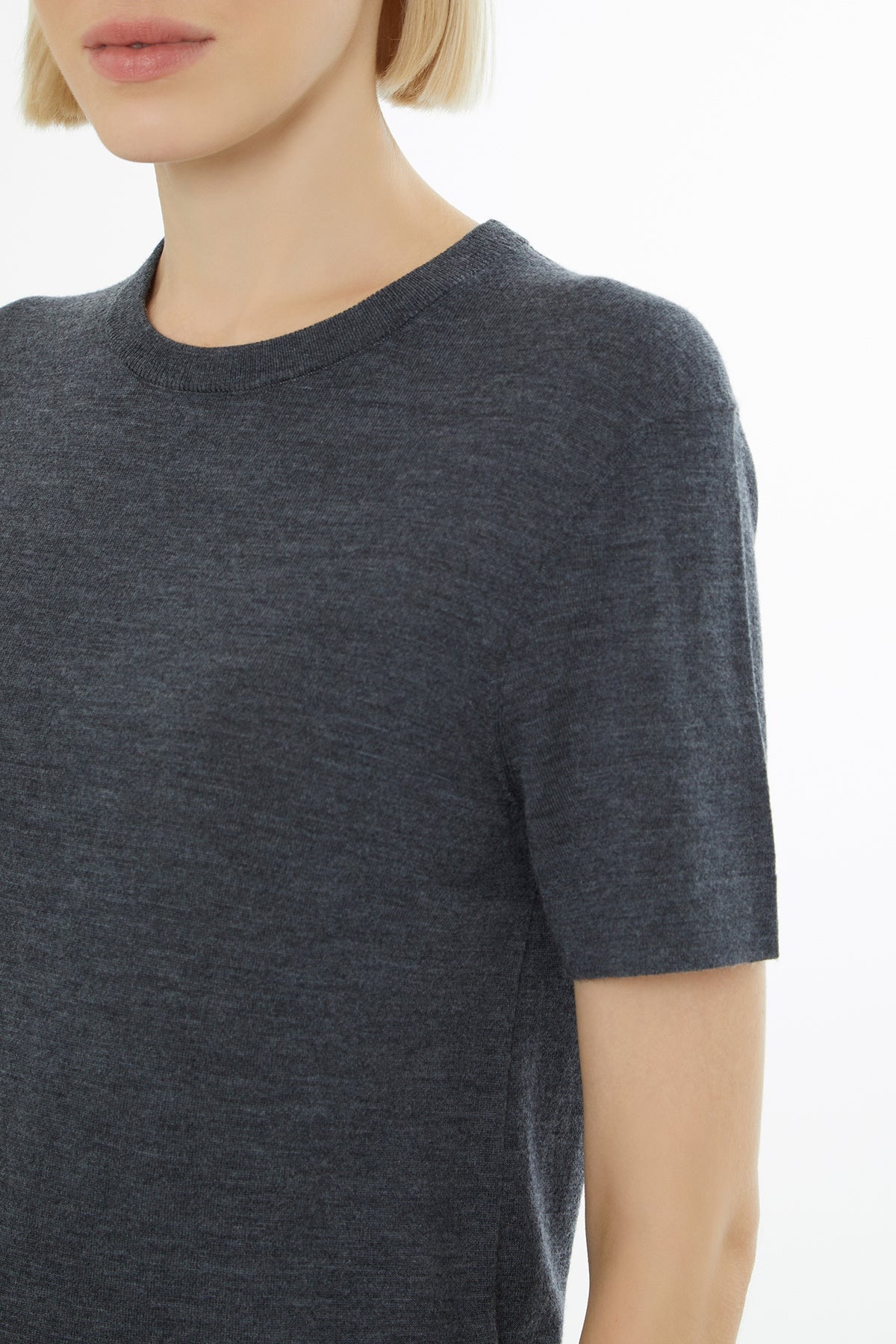 Grey Round-Neck Blouse