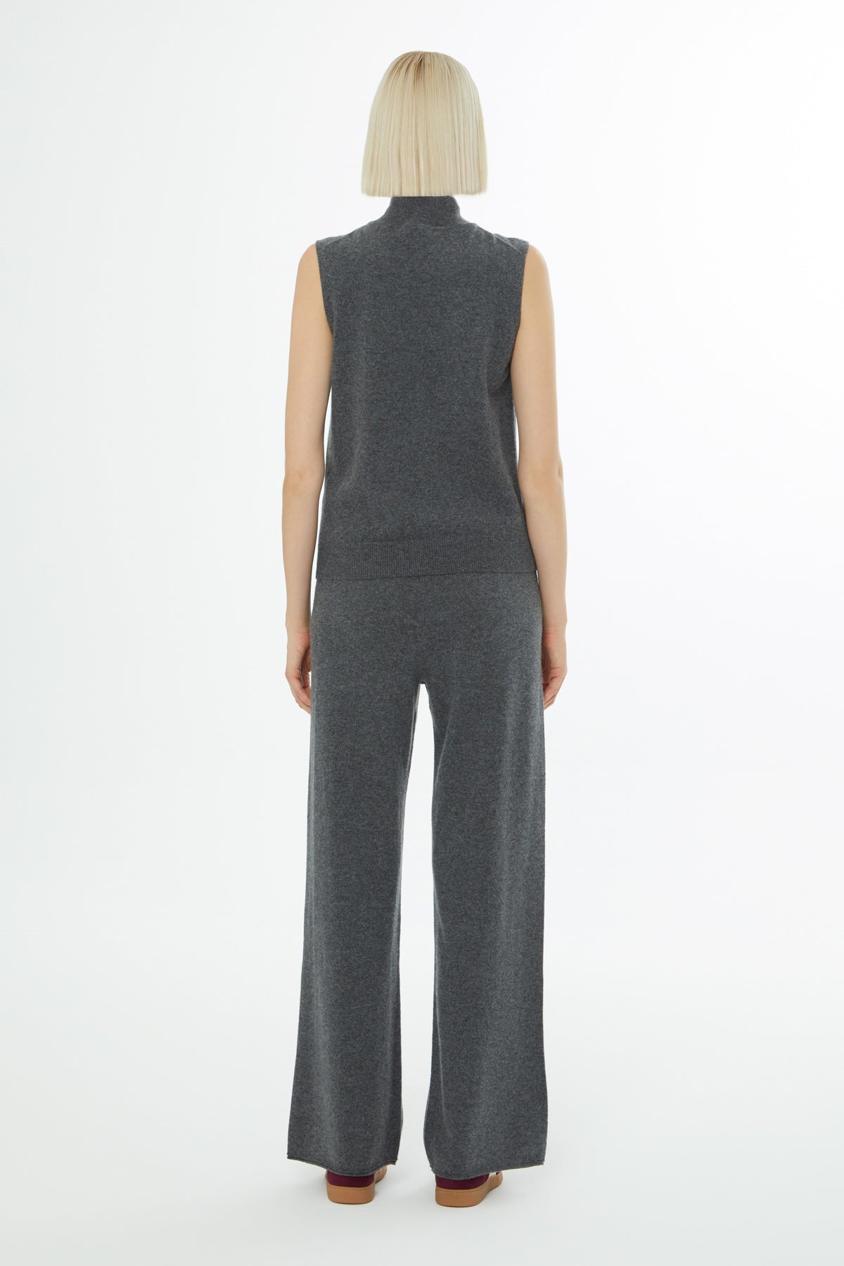 Gray Sleeveless Turtleneck Blouse