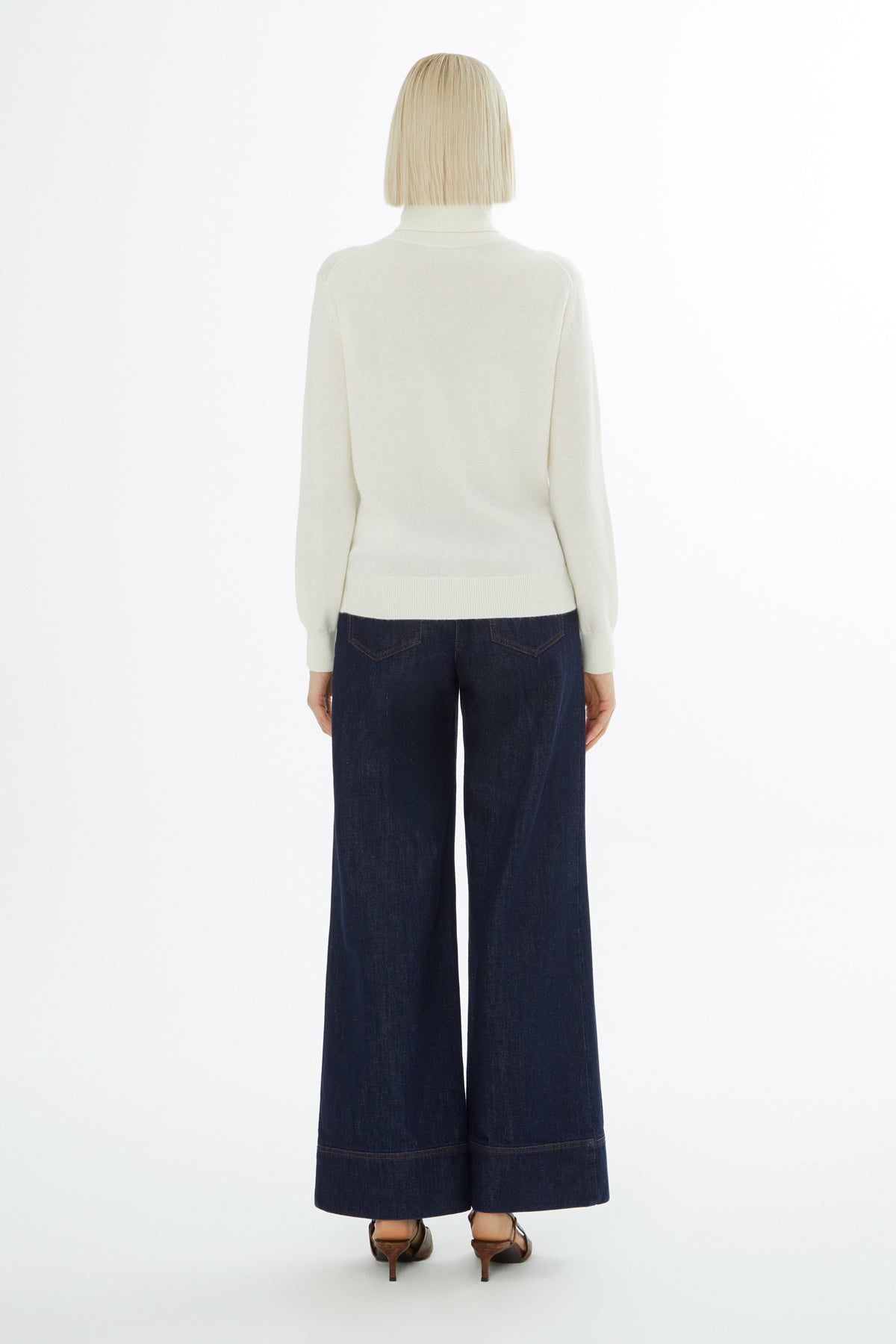 Ecru Turtleneck Knit Blouse
