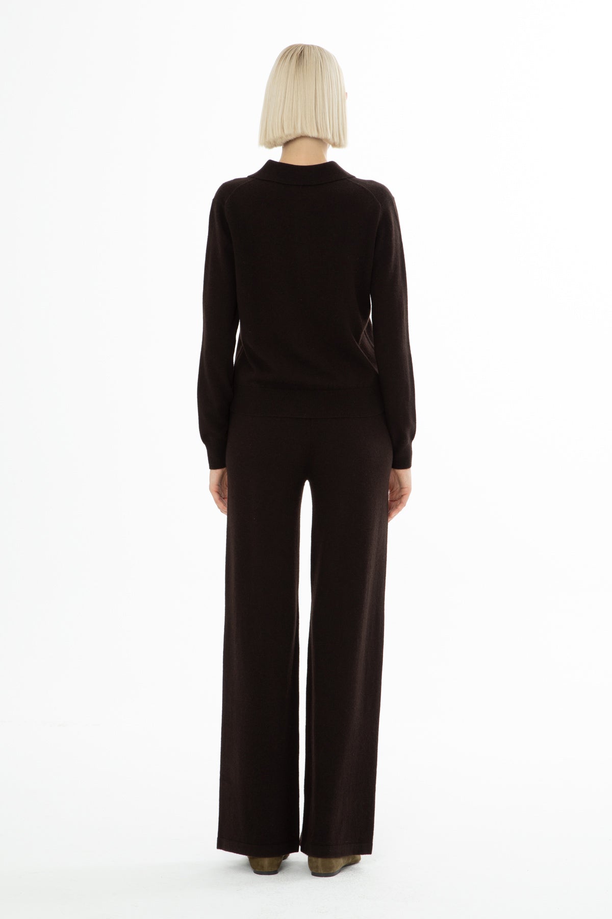 Shirt-Collar Button-Front Knit Top N