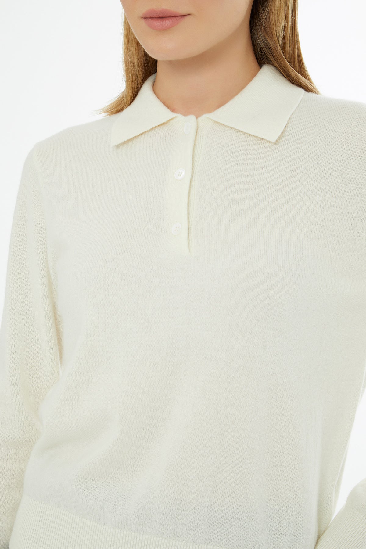 Ecru Sweater with Shirt Collar
