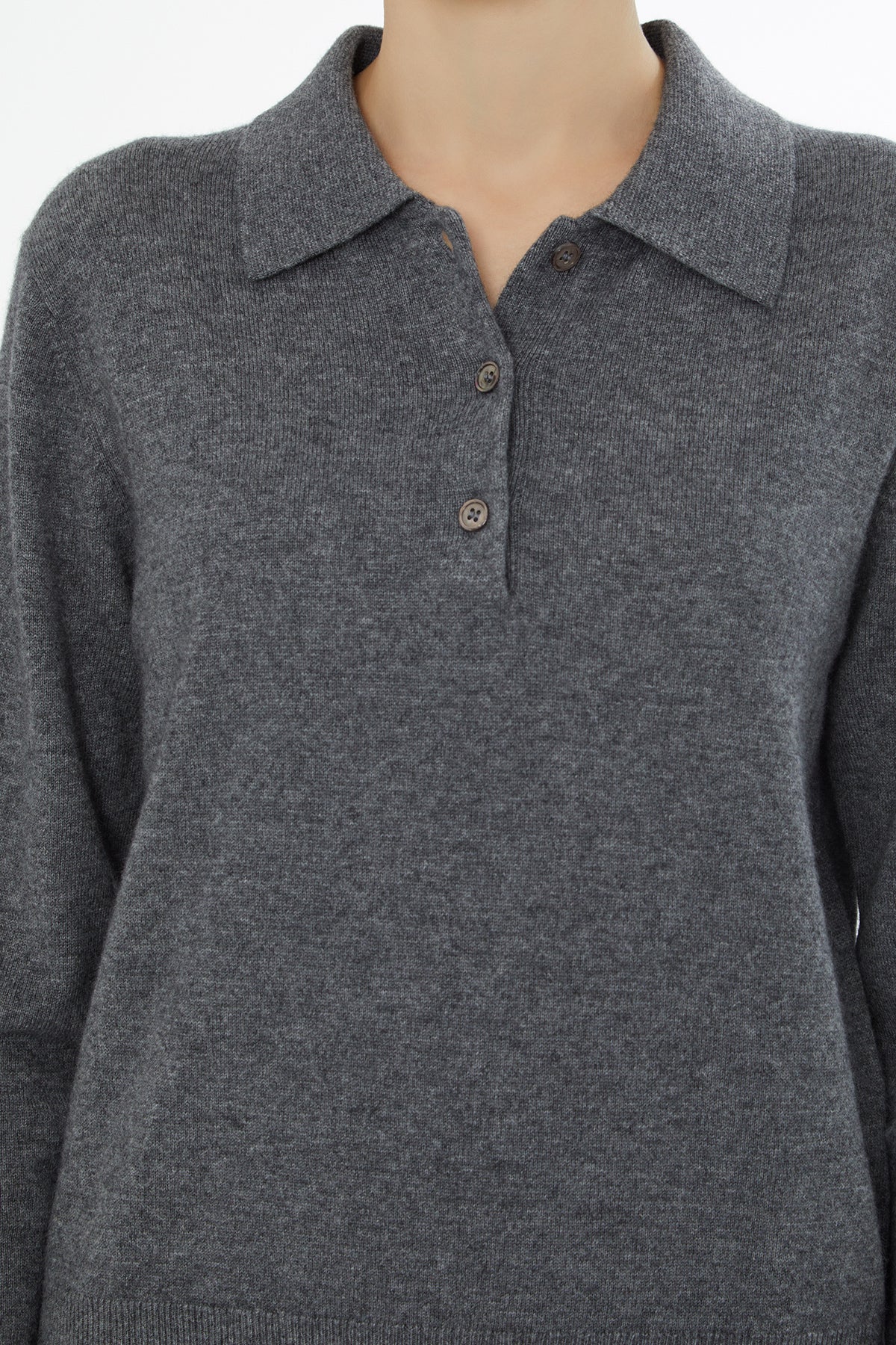 Grey Sweater with Shirt Collar