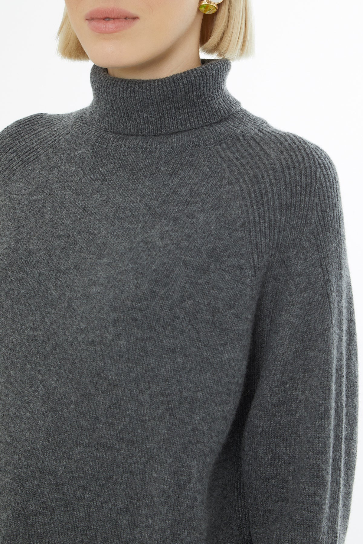 Grey Long-Sleeve Turtleneck Sweater