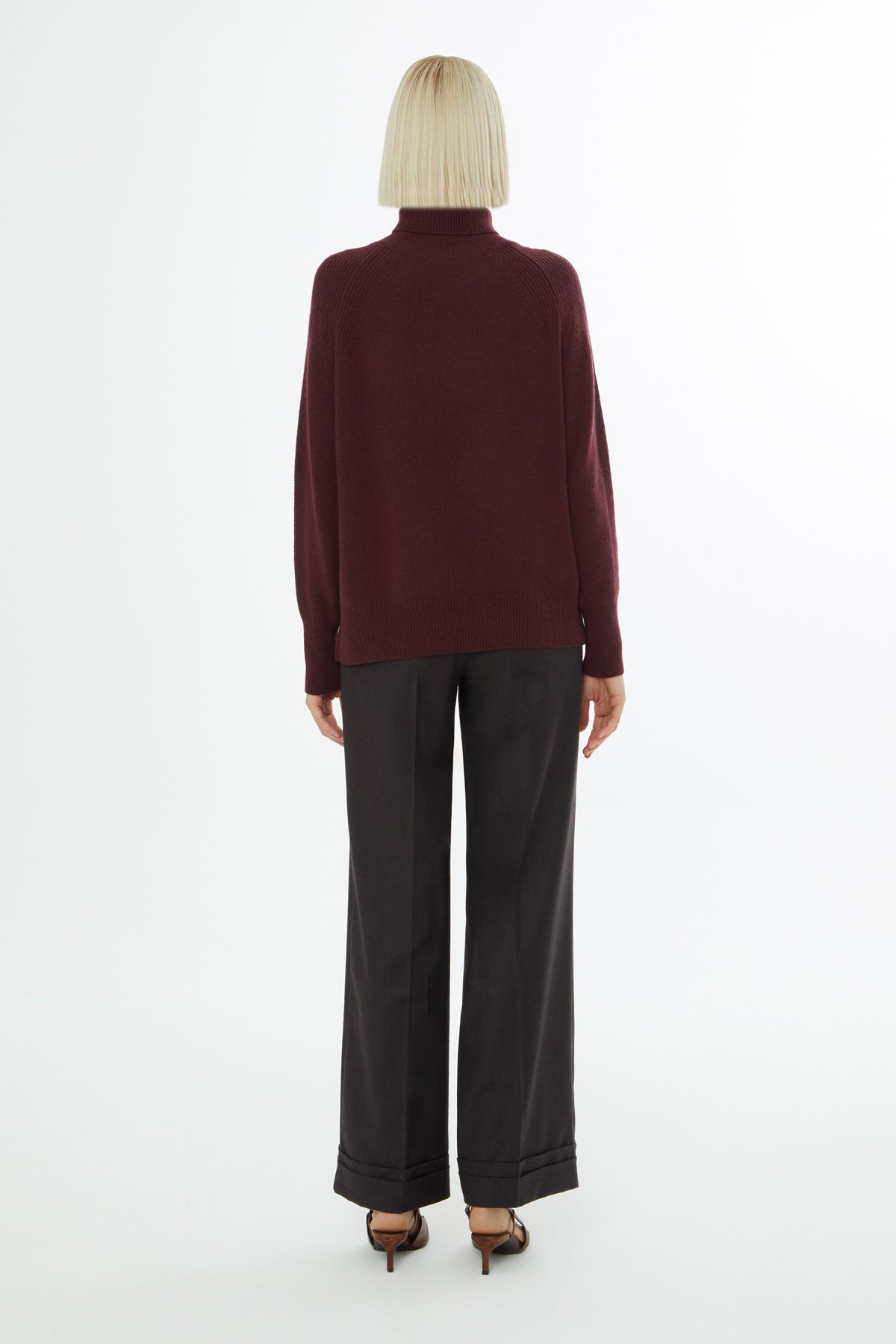 Burgundy Long-Sleeve Turtleneck Sweater