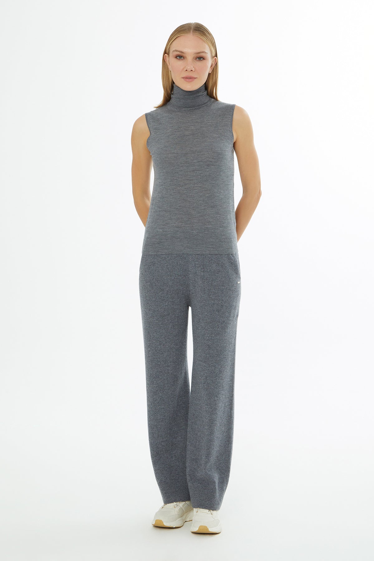 Grey Sleeveless V-Neck Sweater