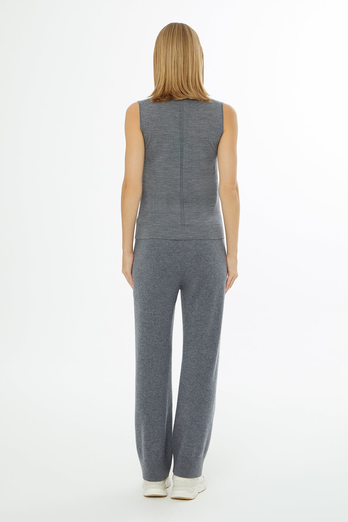 Grey Sleeveless V-Neck Sweater
