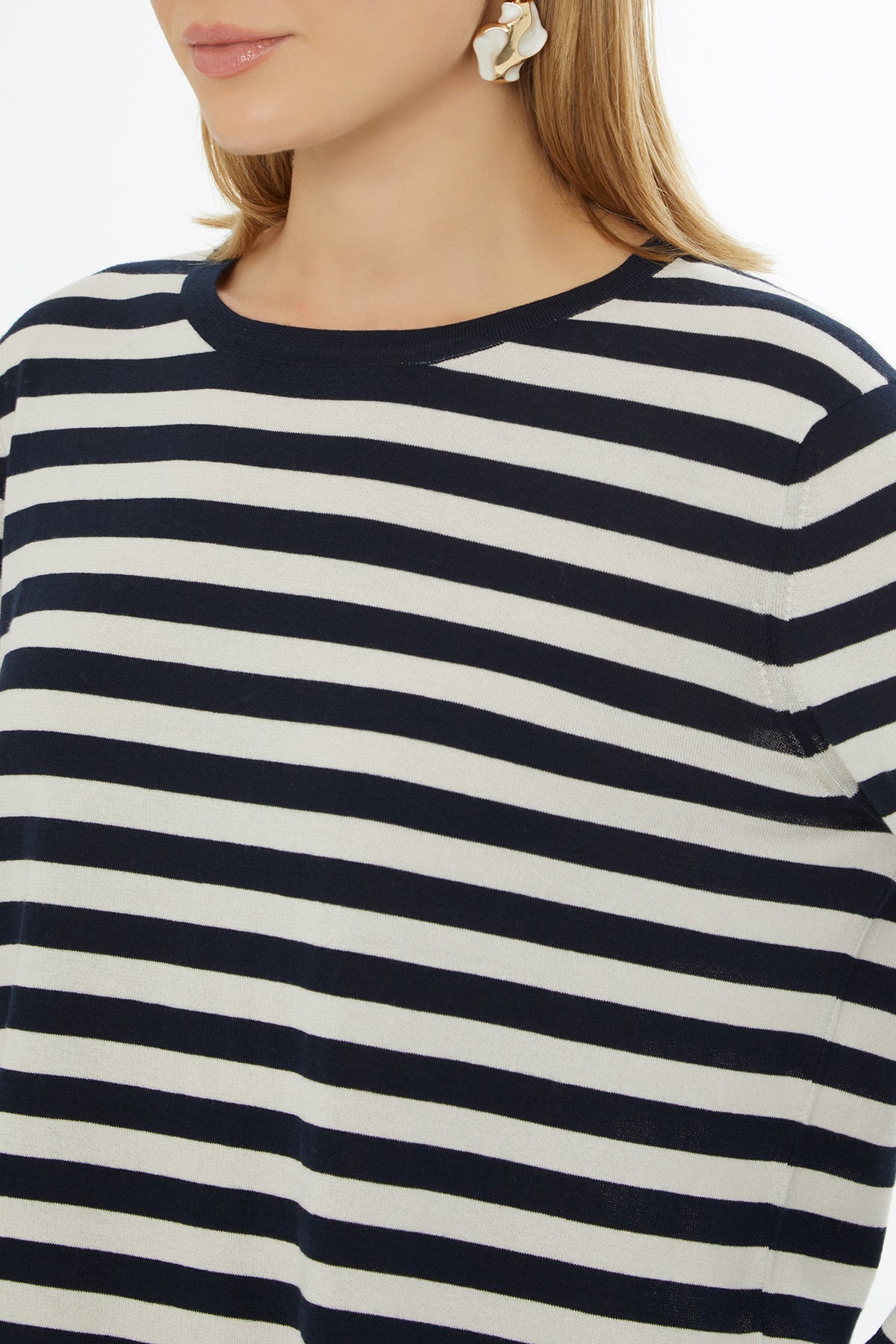 Striped Long-Sleeve Knit Blouse