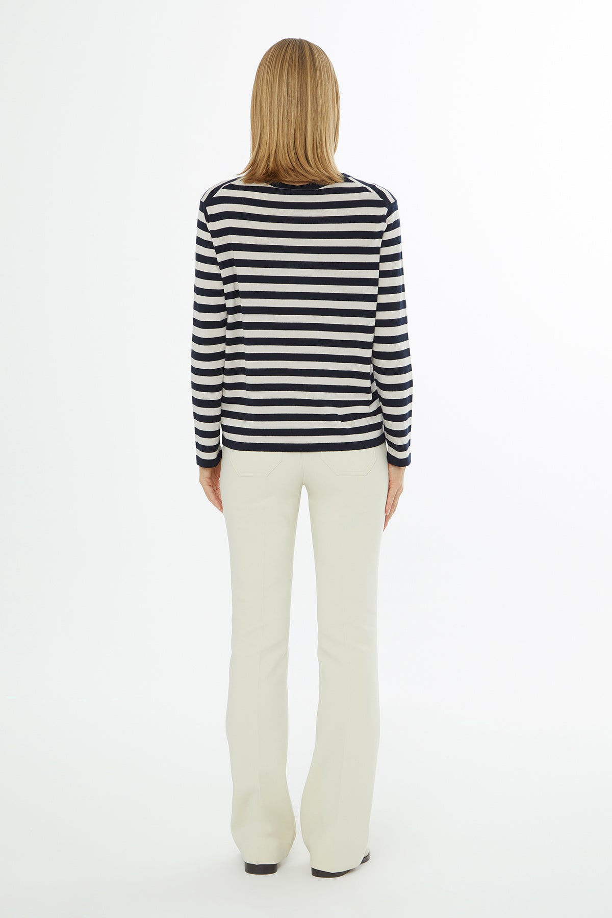 Striped Long-Sleeve Knit Blouse