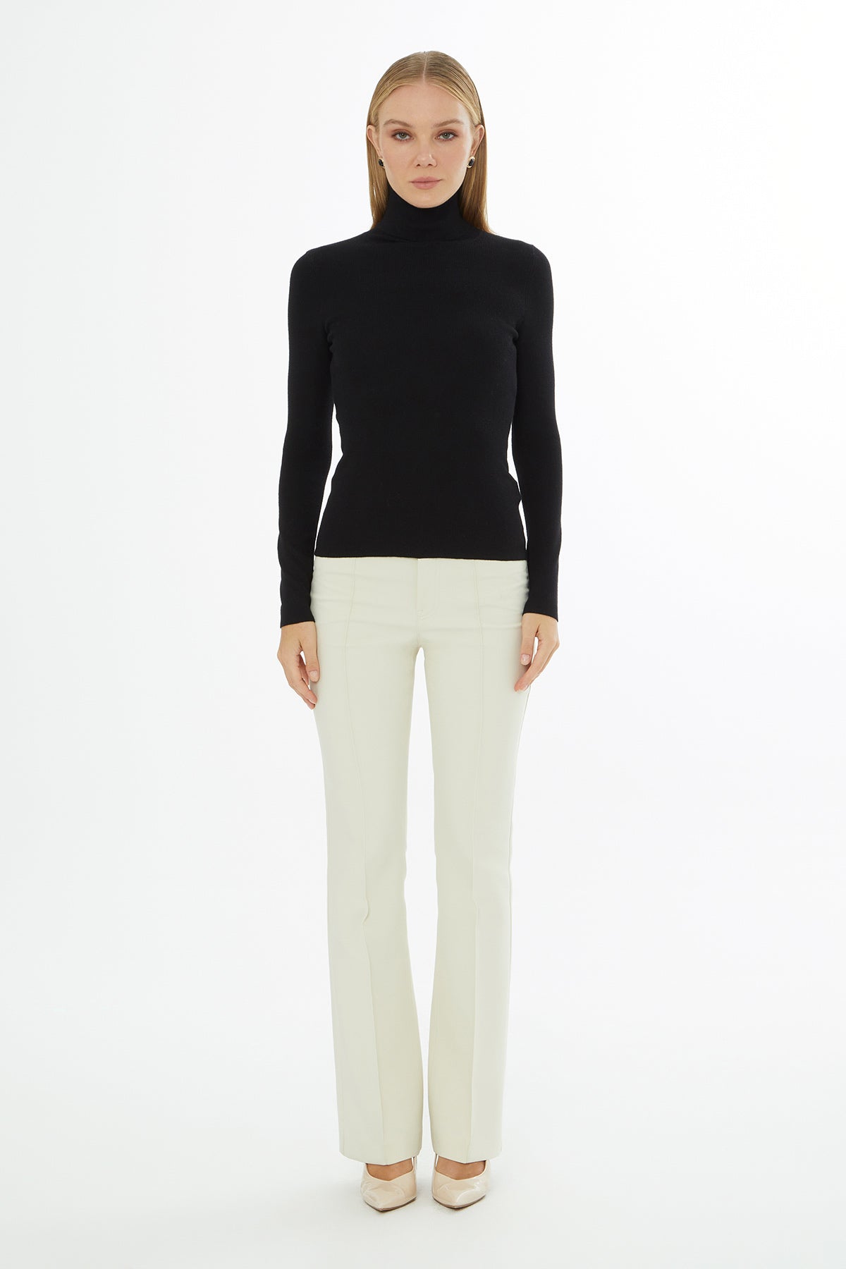 Black High-Neck Knit Sweater