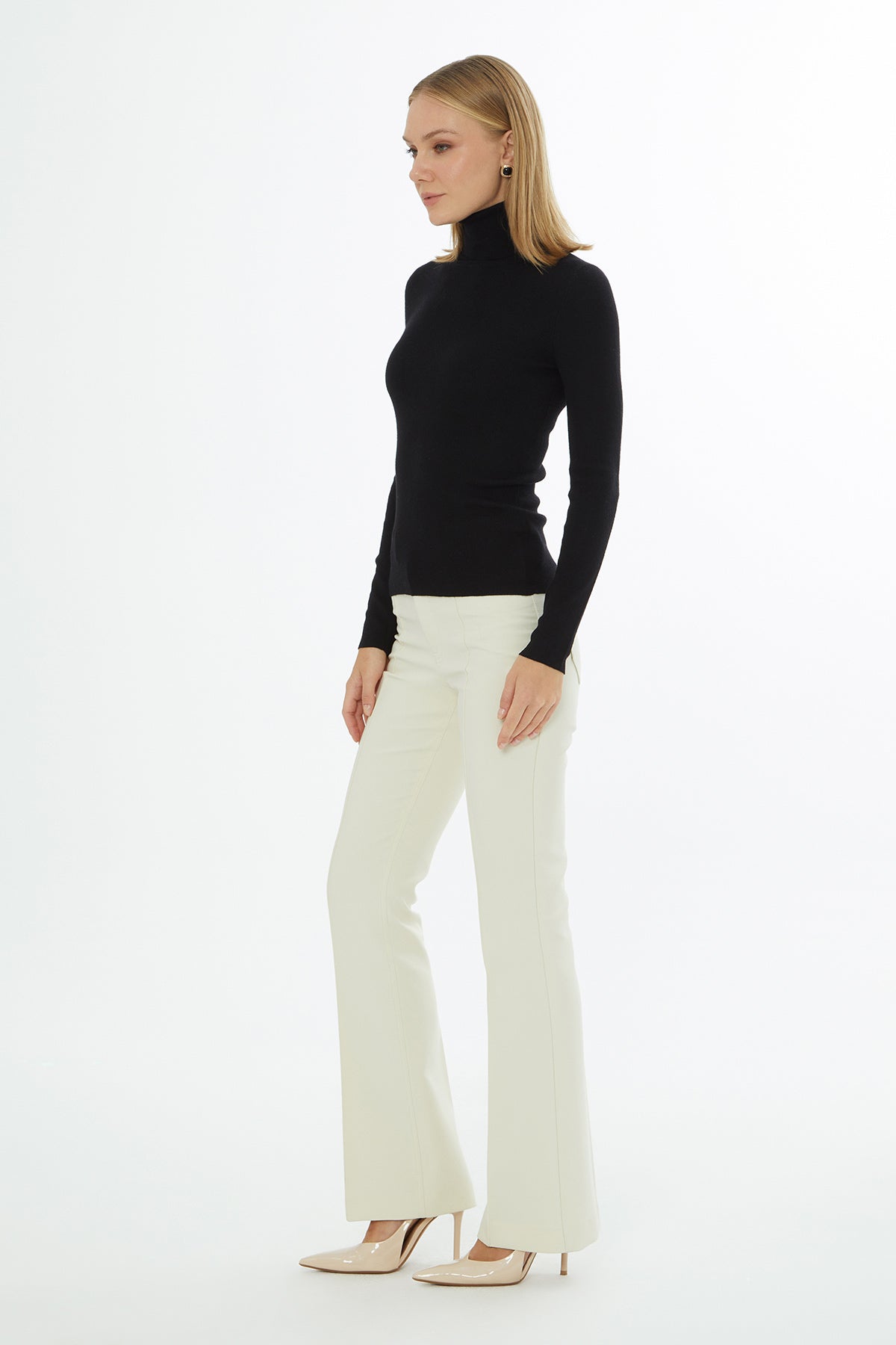 Black High-Neck Knit Sweater
