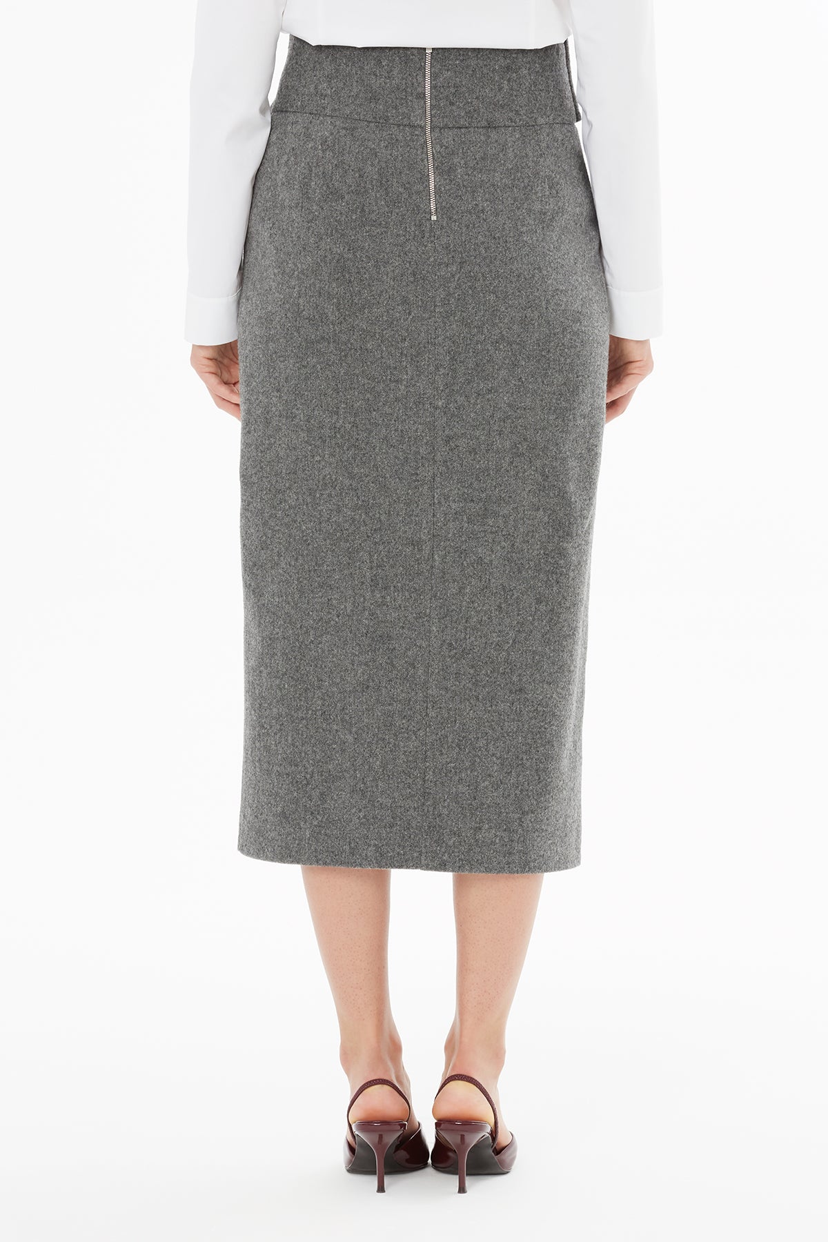 Pencil Skirt with Slit and Belt Detail N
