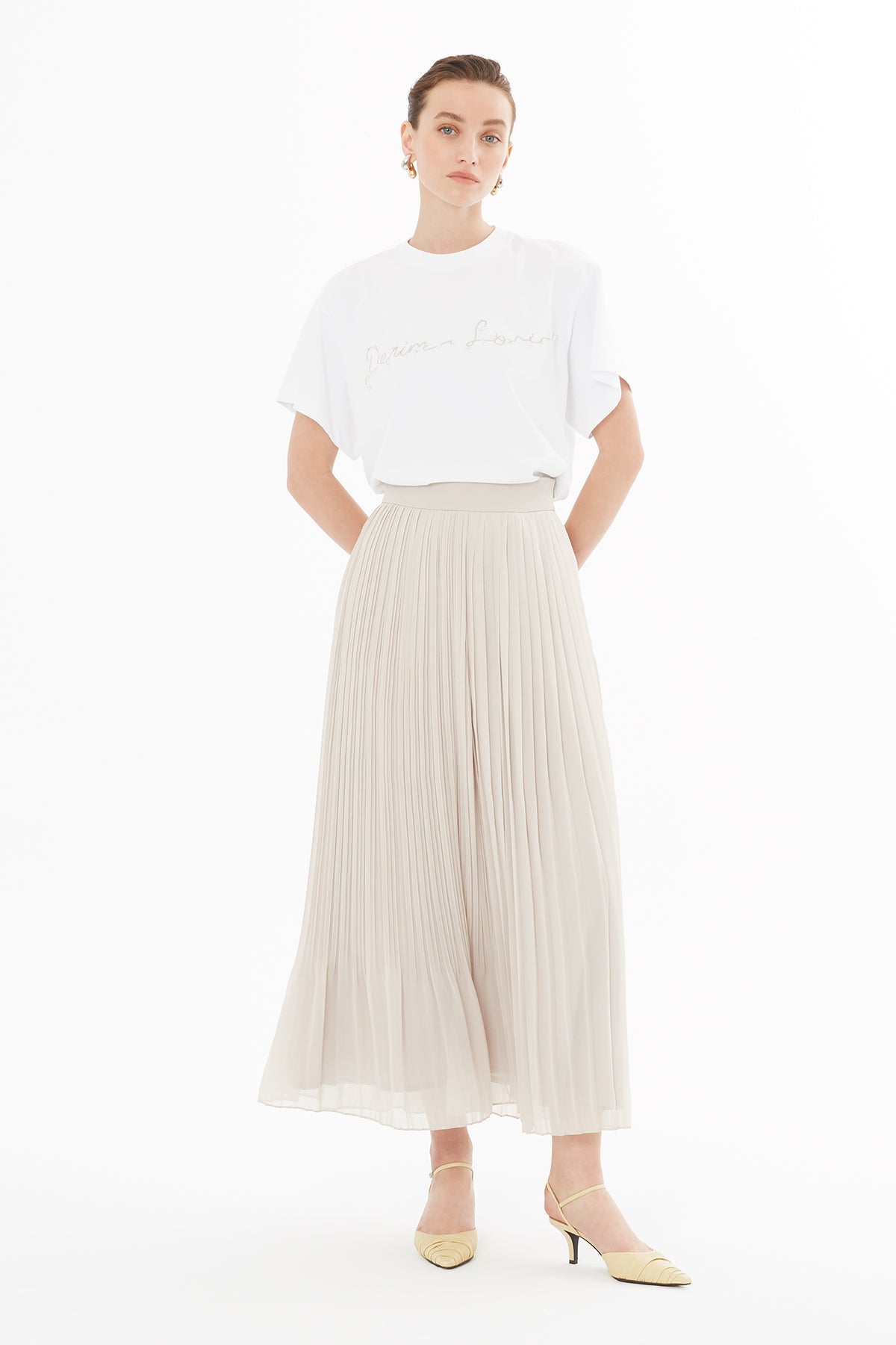 Chiffon Skirt with Pleated Detail N