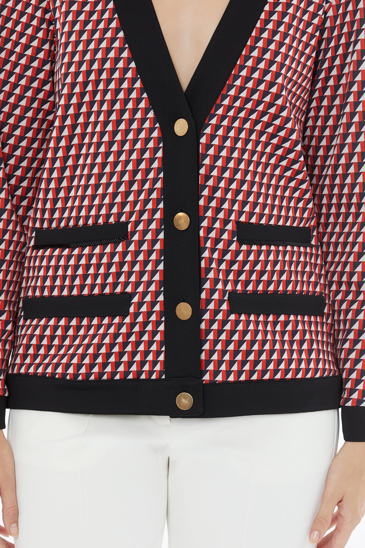 Printed V-Neck Jacket