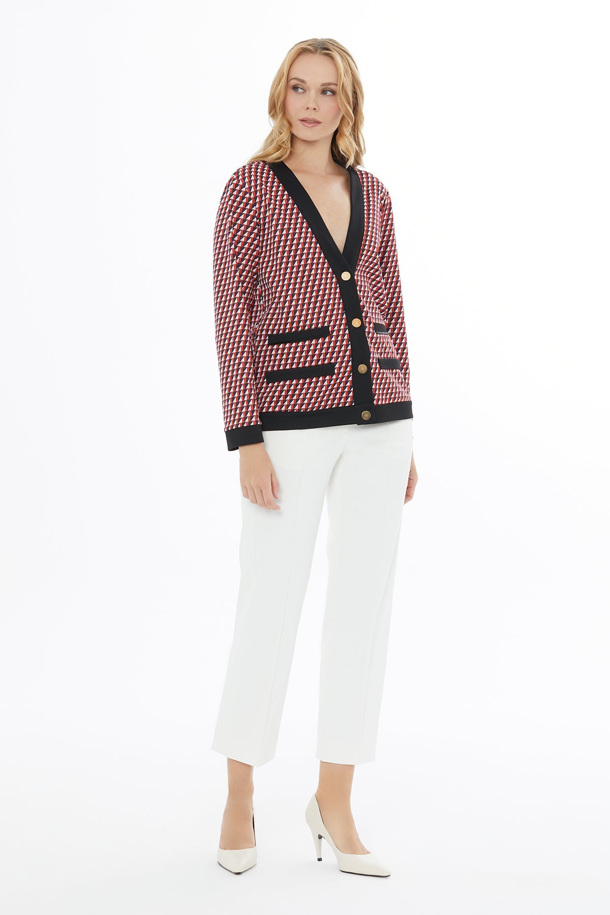 Printed V-Neck Jacket