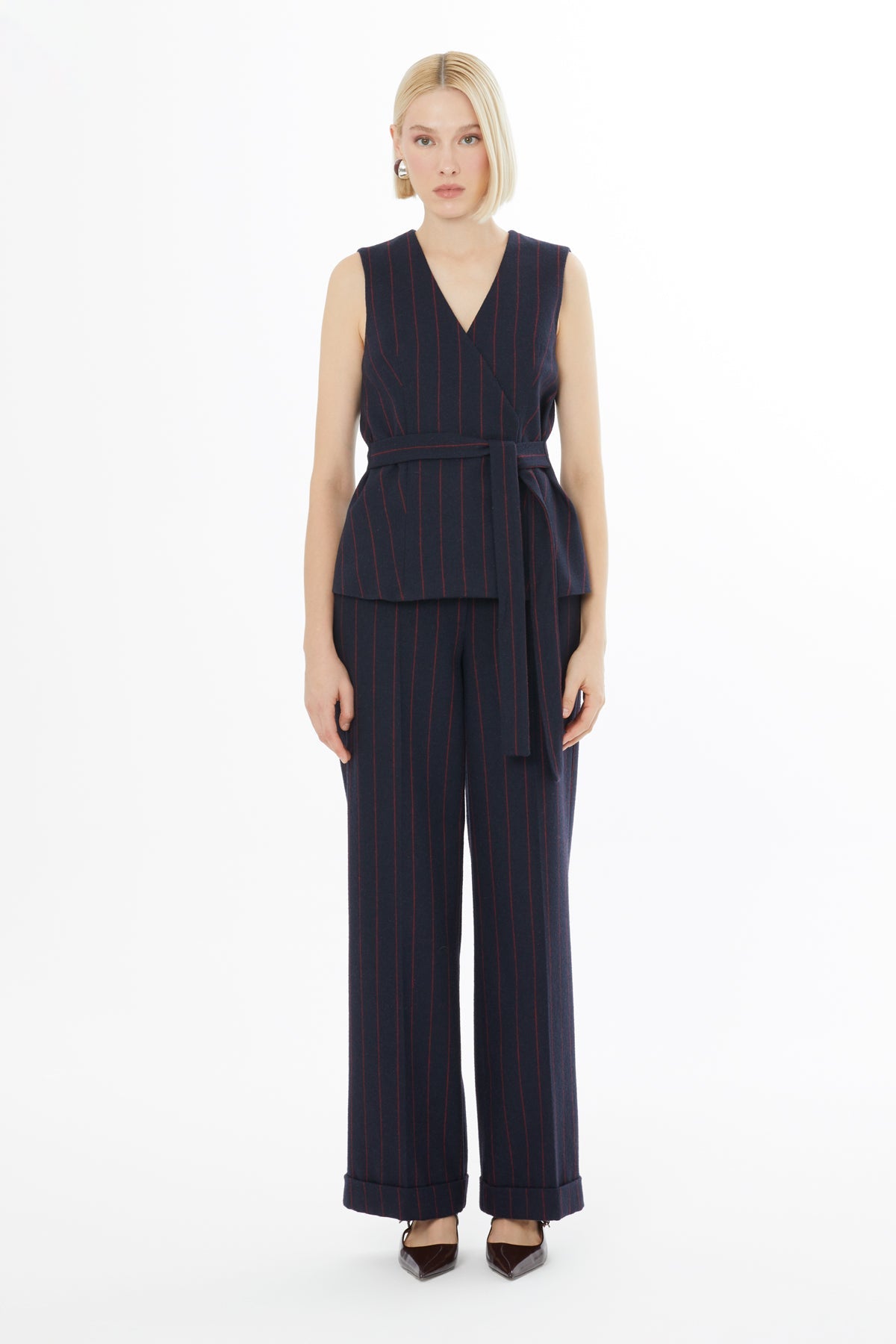 Black Drawstring V-Neck Vest