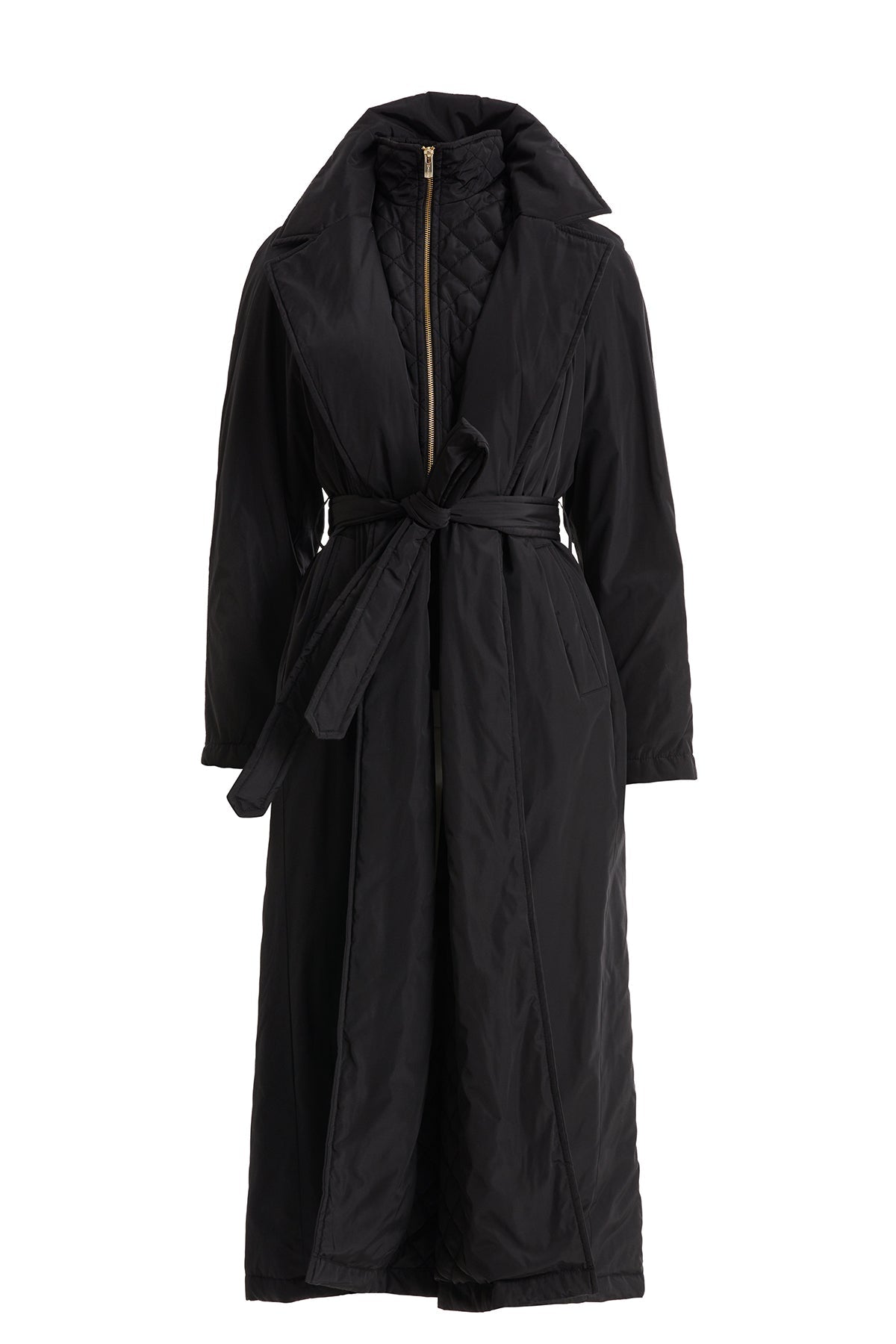 Belted Long Black Trench Coat