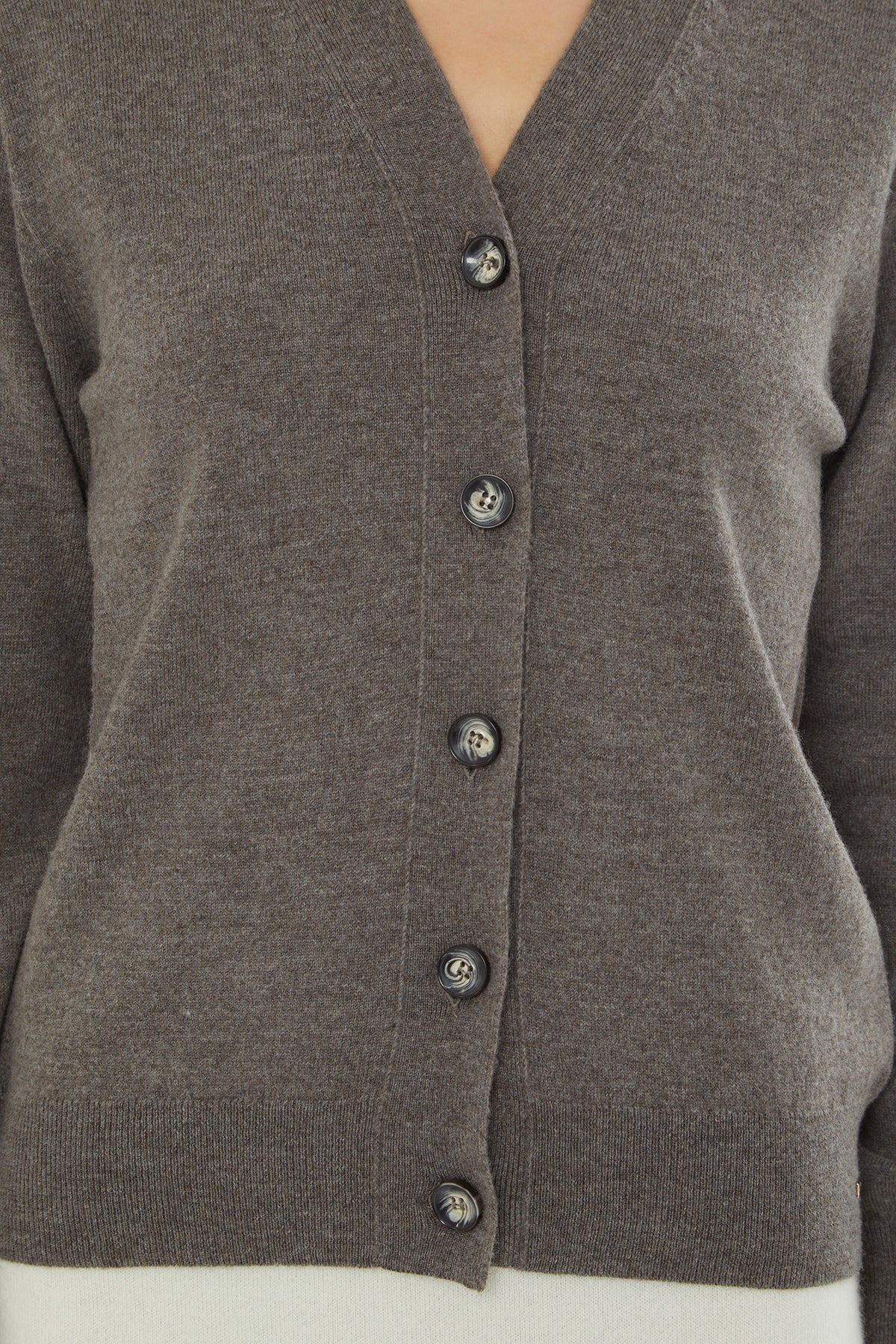 Brown Button-Closure V-Neck Cardigan