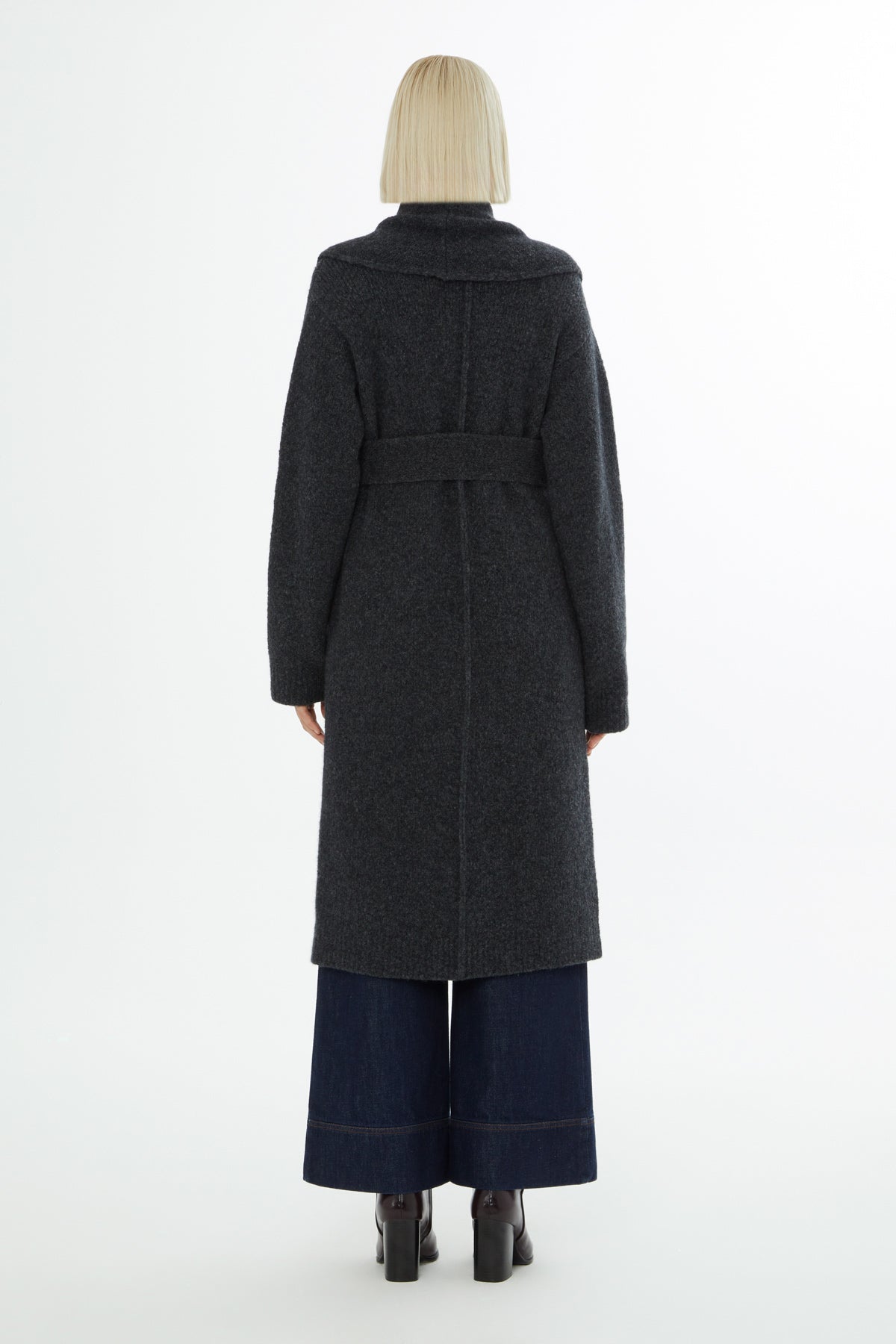 Grey Shawl-Collar Coat with