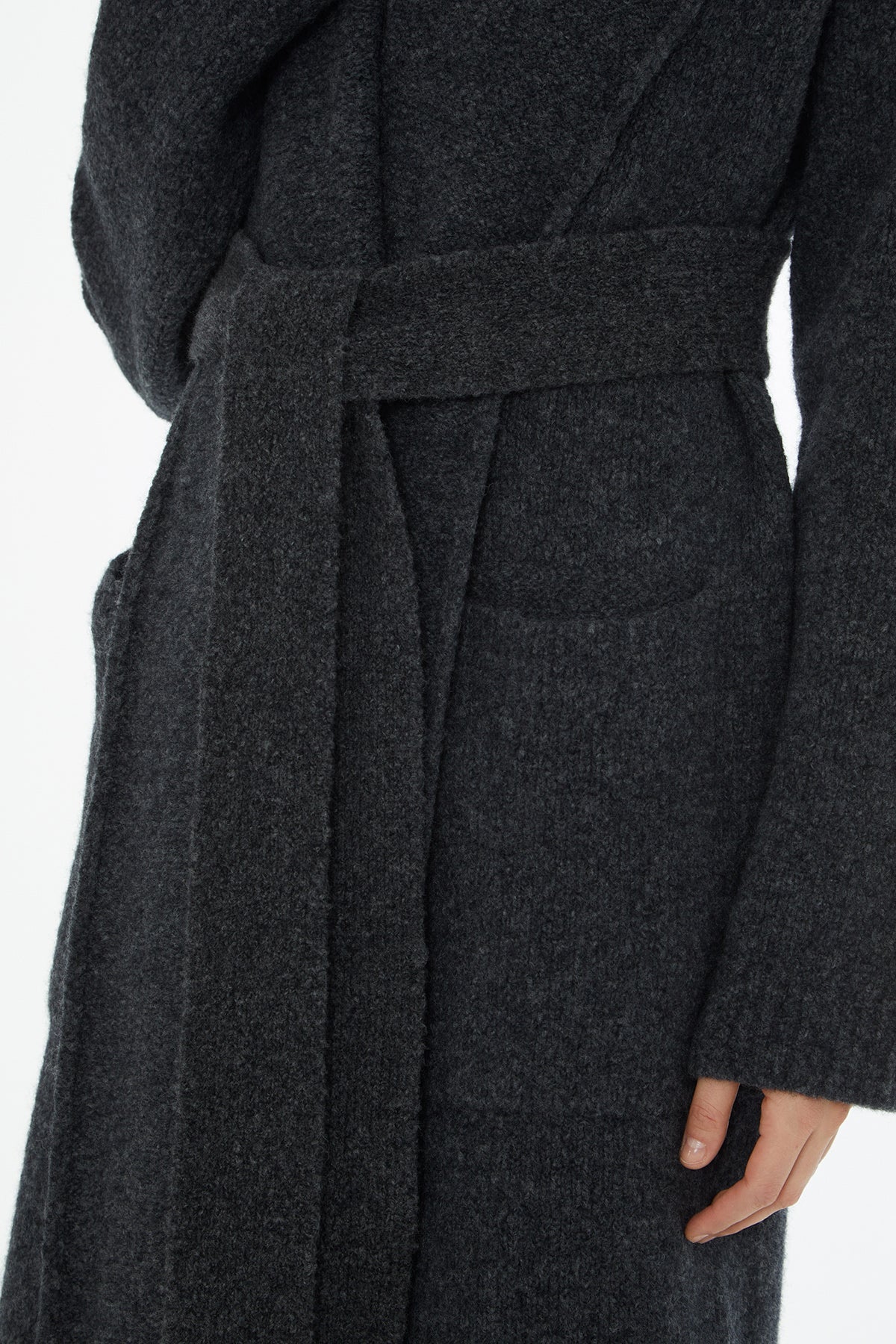 Grey Shawl-Collar Coat with