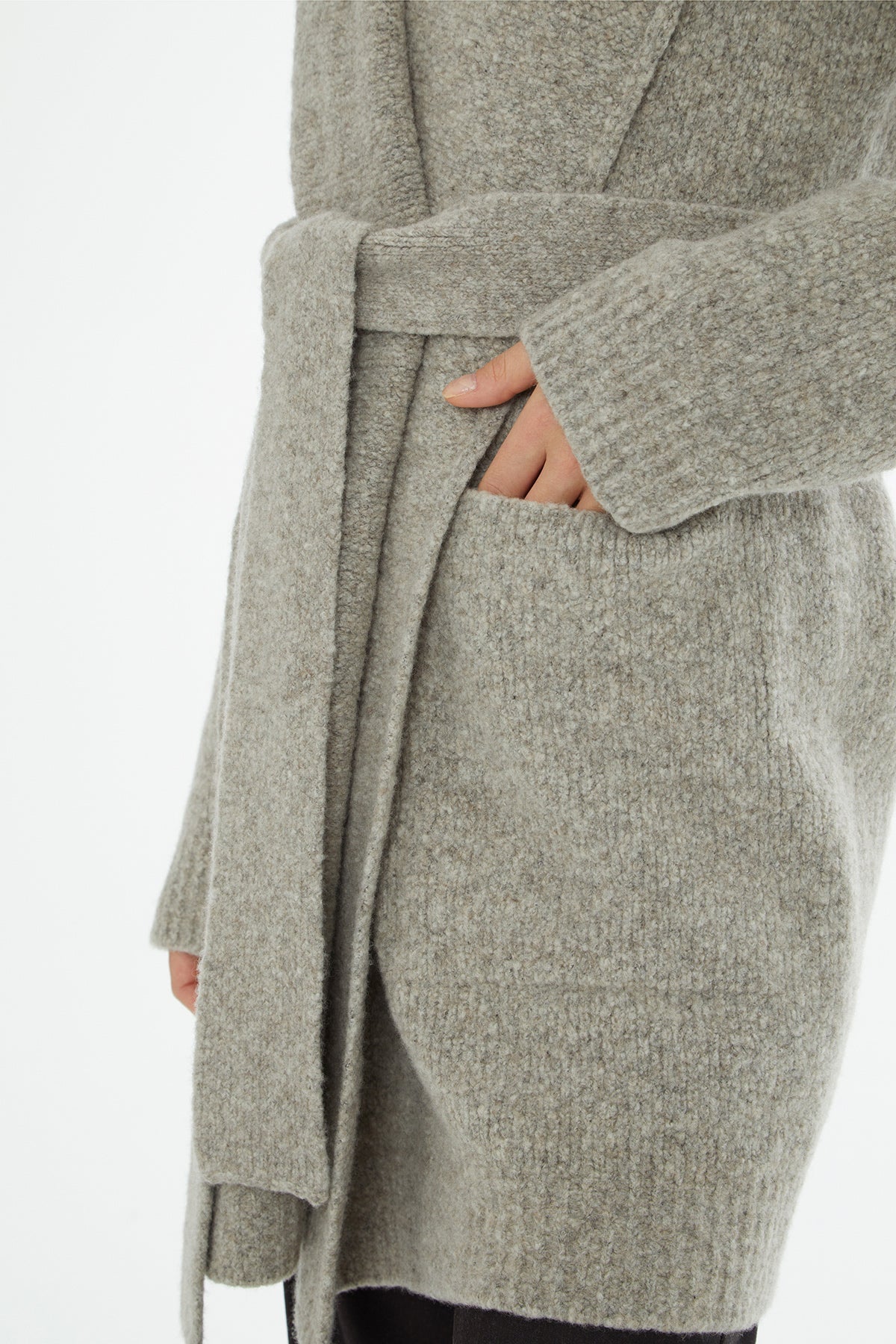 Beige Shawl-Collar Cardigan