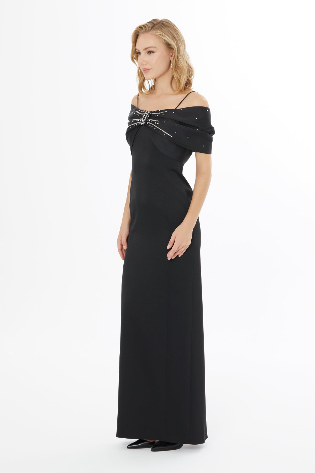 Stone Embellished Long Dress