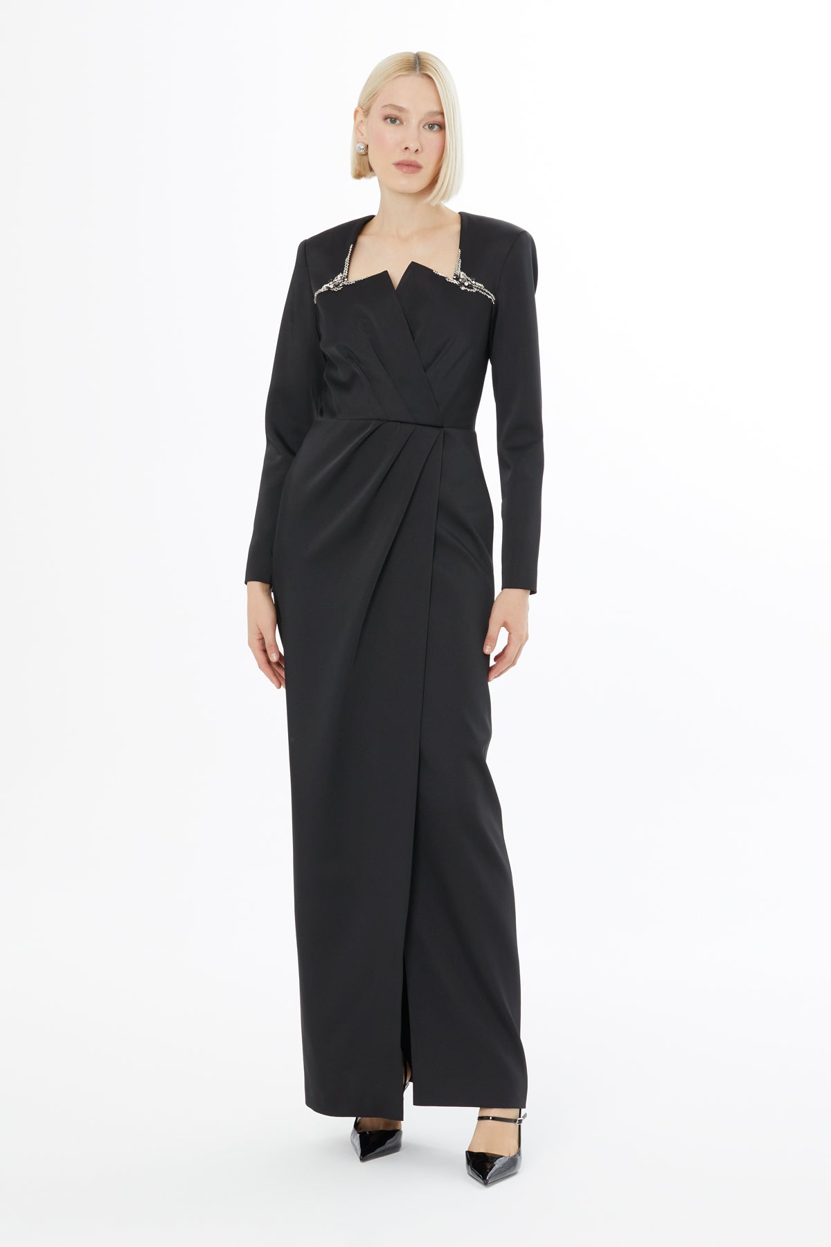 Beaded Black Long Dress