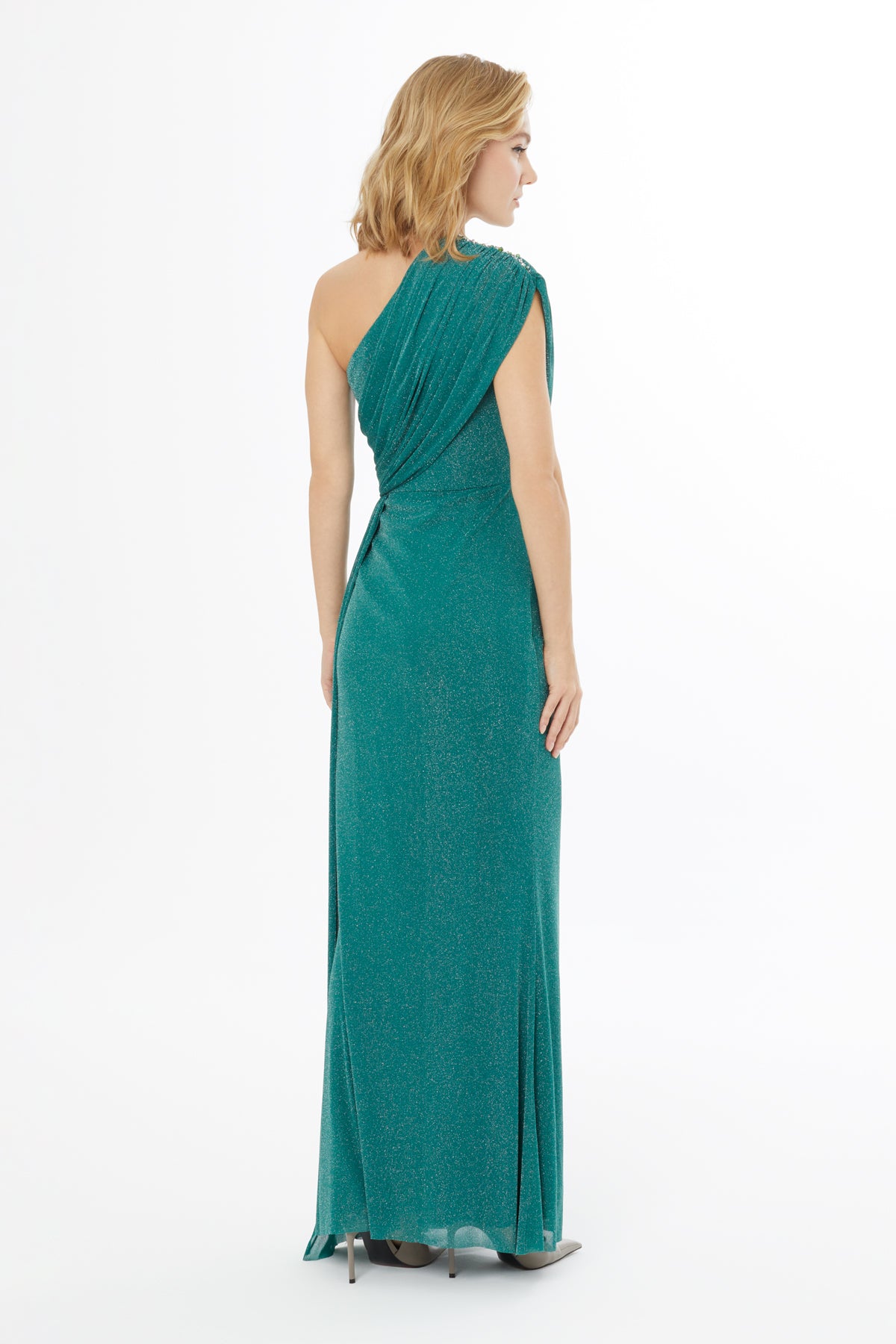 Green One-Shoulder Long Dress