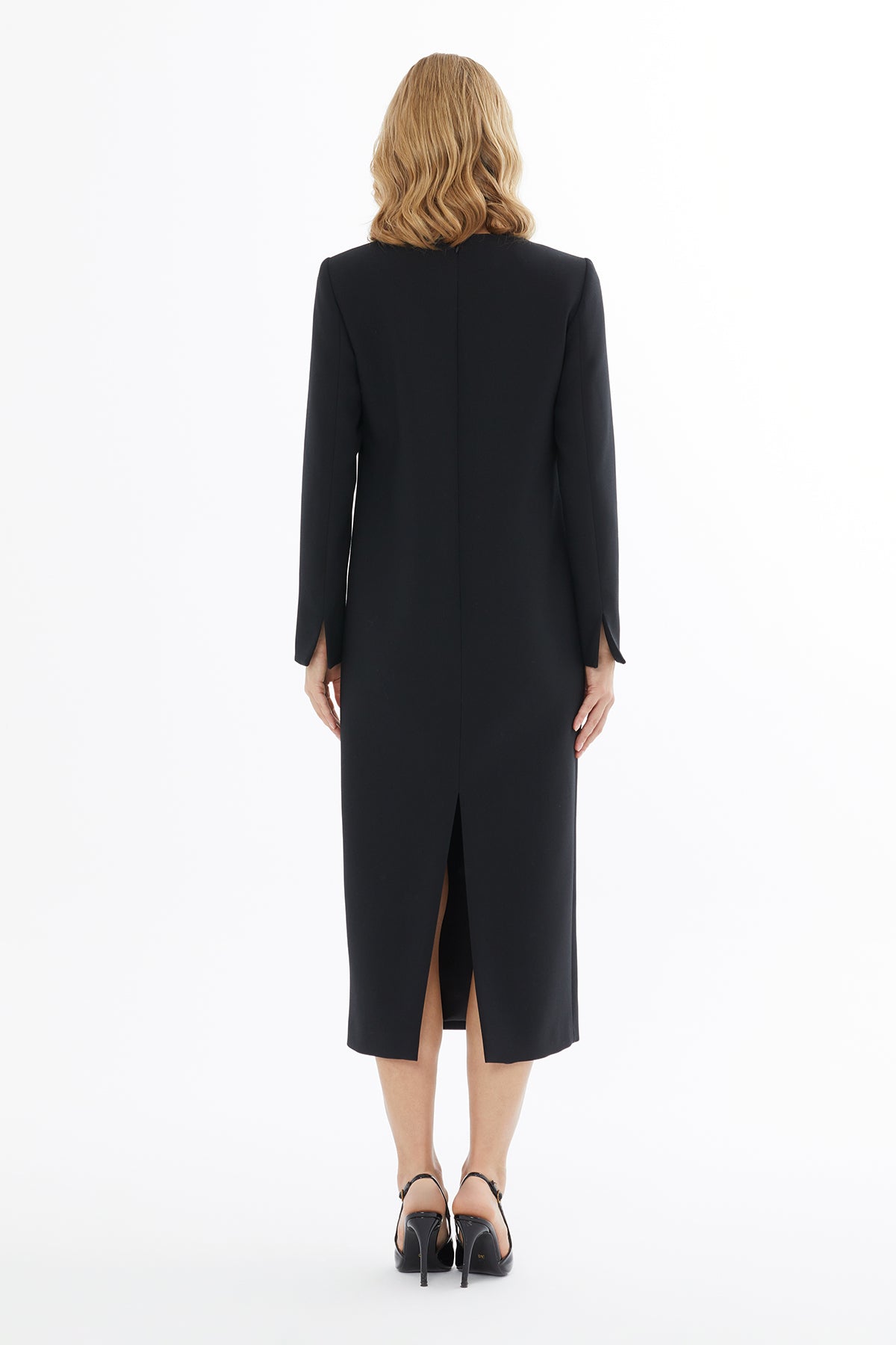 Slit-Sleeve Dress with Metal Detail