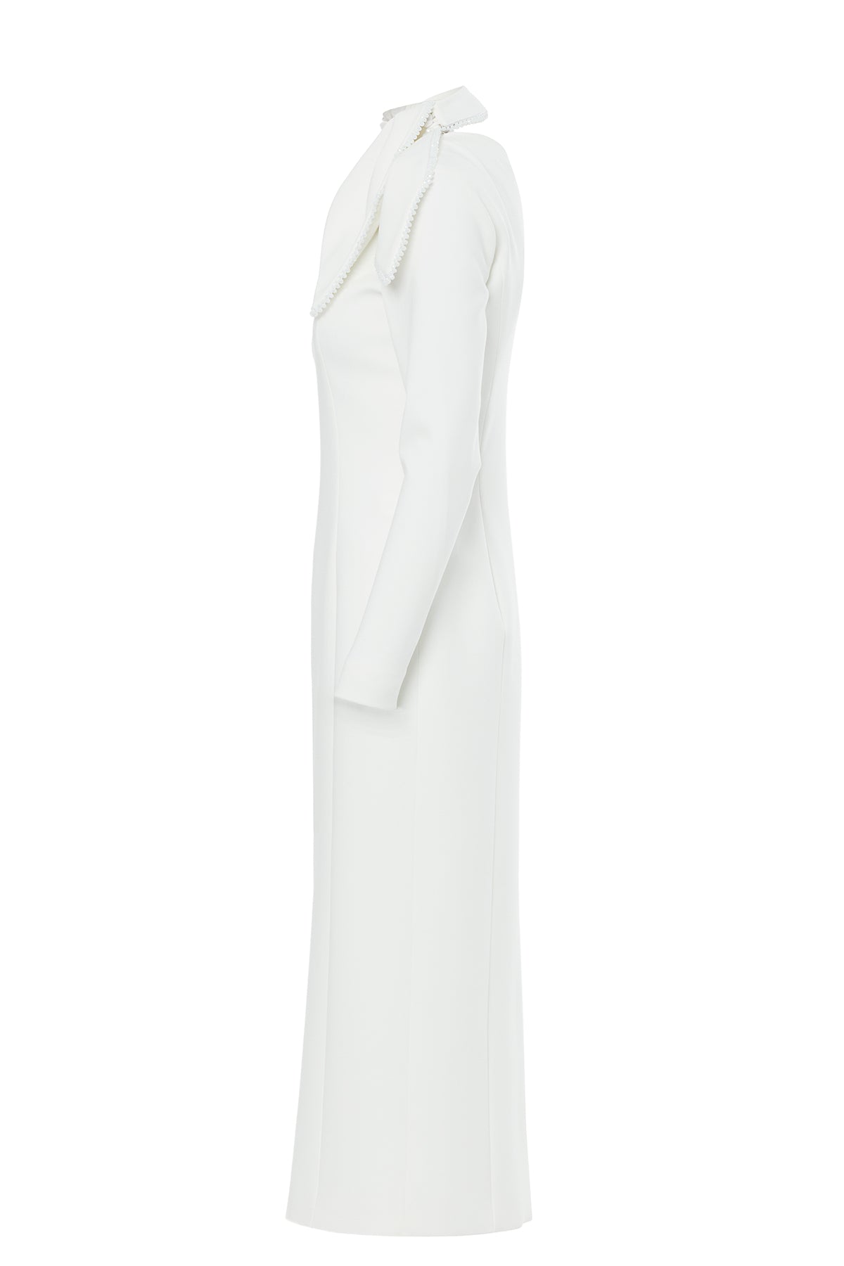 Embellished Maxi Dress with Concealed Back and Sleeve Zippers N