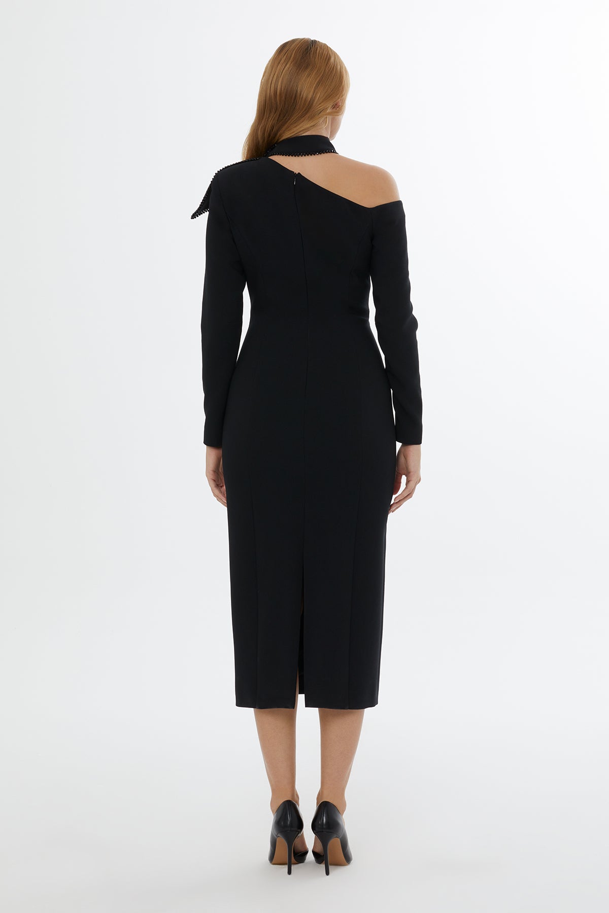 Embroidered Dress with Back and Sleeve Zips N