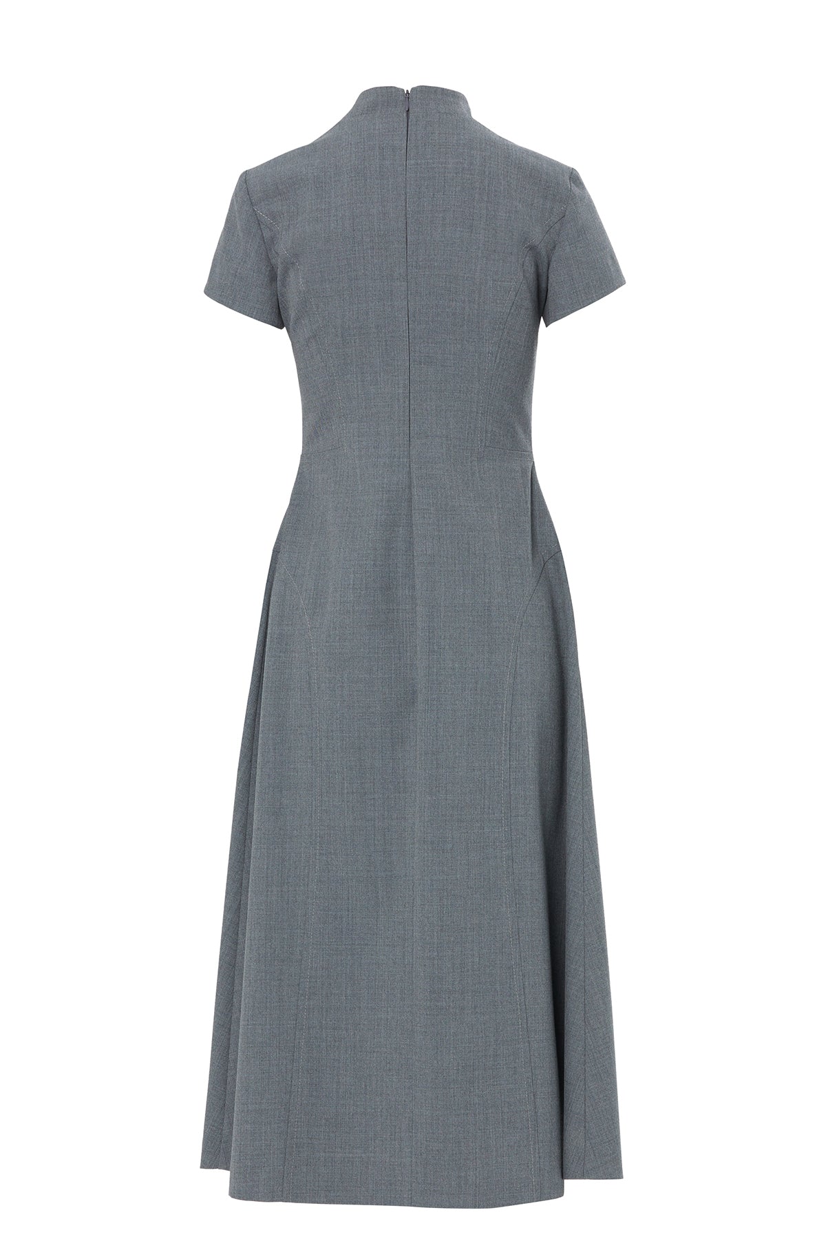 Grey High-Neck Midi Dress