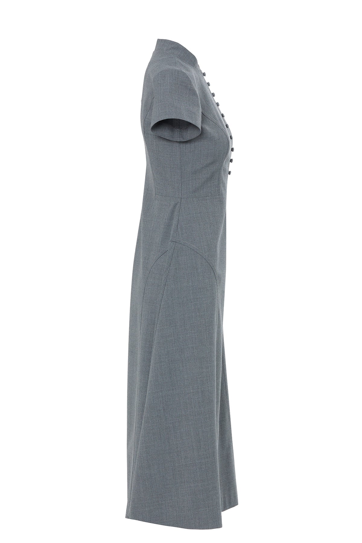 Grey High-Neck Midi Dress