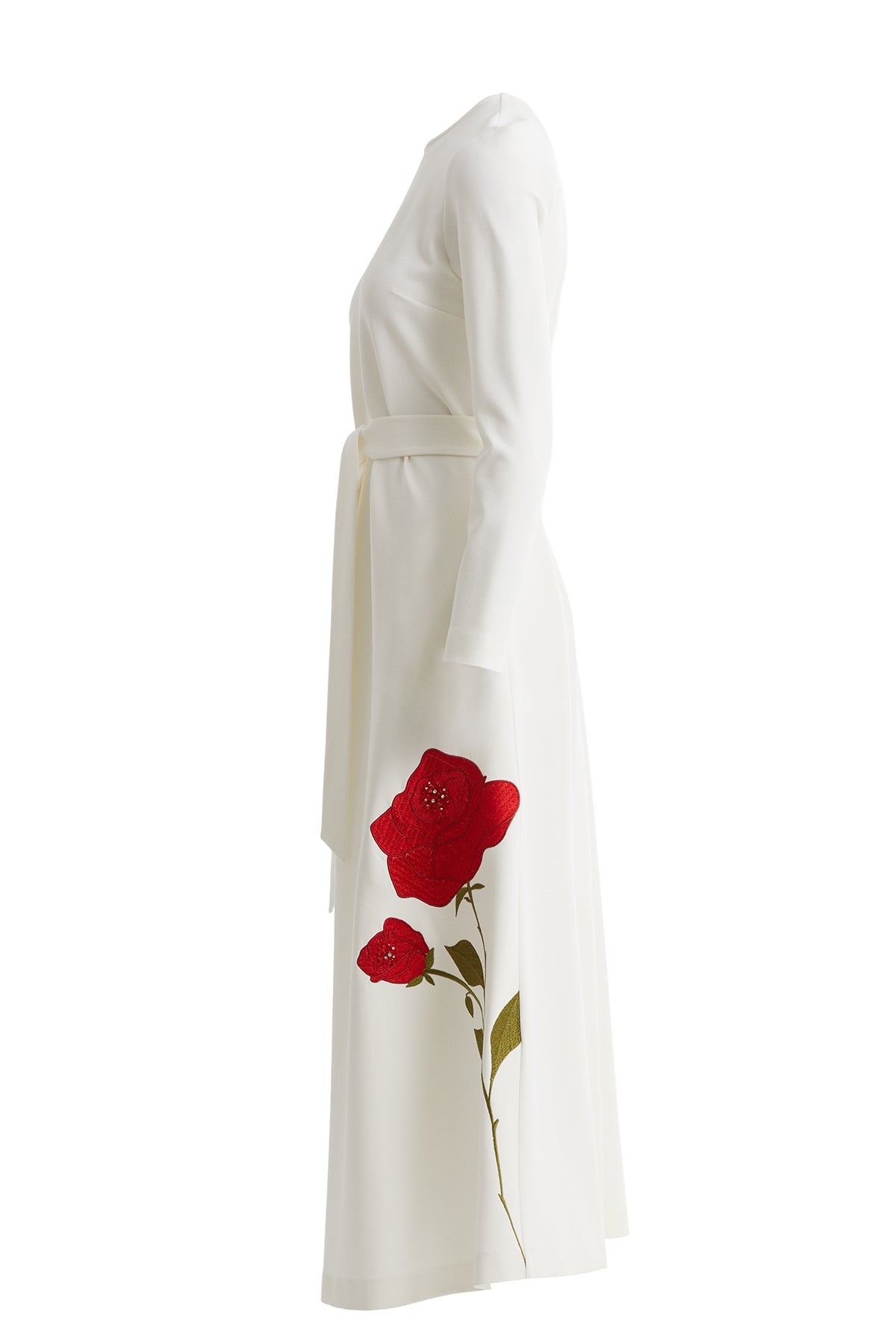 Ecru Embroidered Floral Maxi Dress