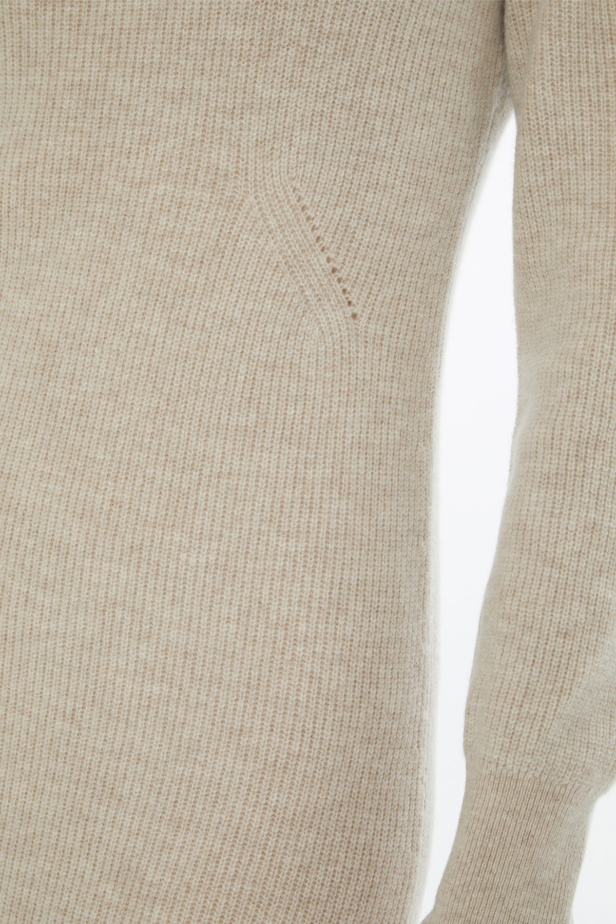 Beige Long-Sleeve Knit Midi Dress