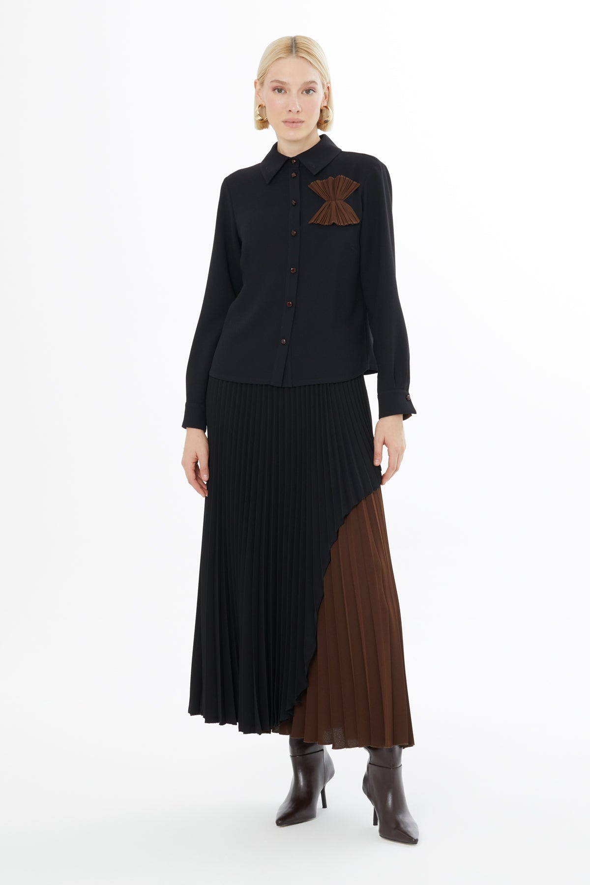 Black Suit with Pleated Skirt