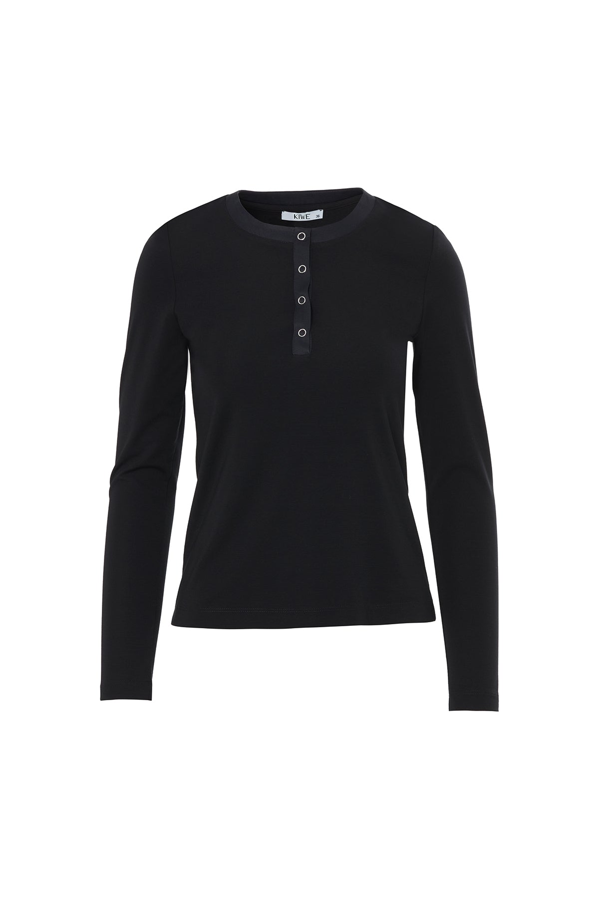 Black Front Snap-Button Blouse