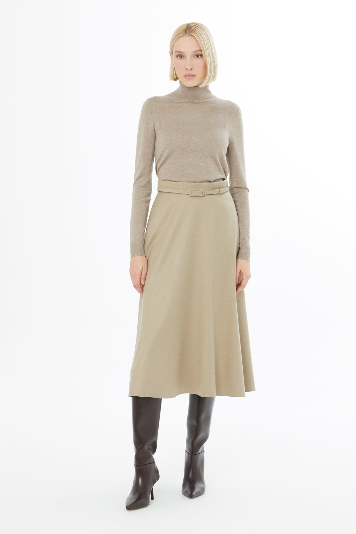 Beige Midi Skirt