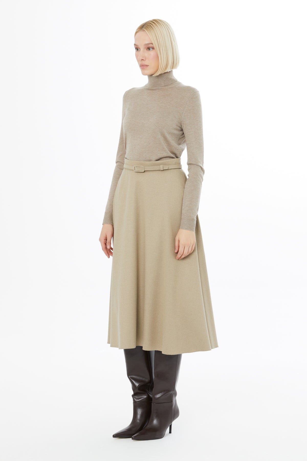 Beige Midi Skirt