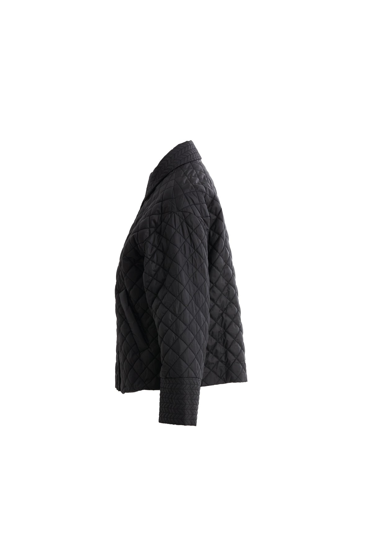 Black Quilted Jacket with Zip-Up Closure