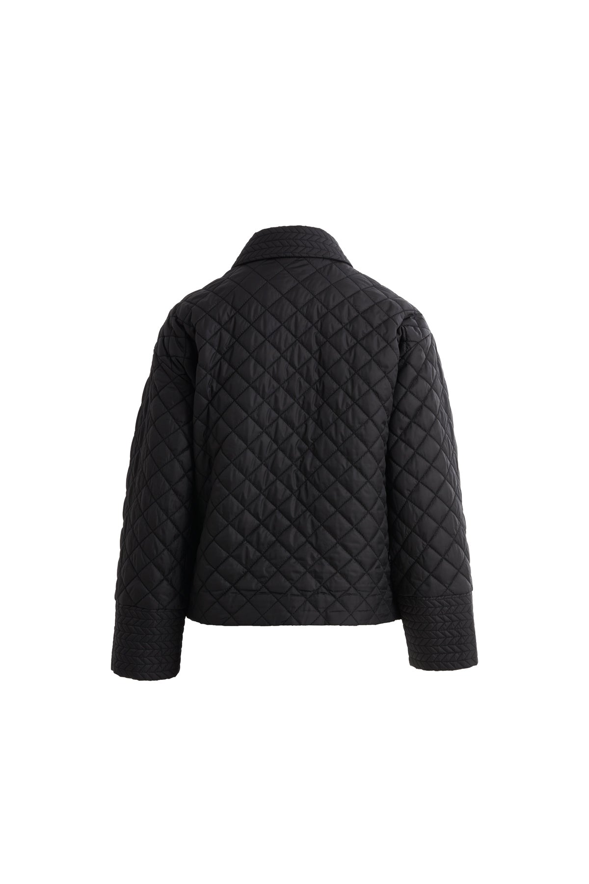 Black Quilted Jacket with Zip-Up Closure